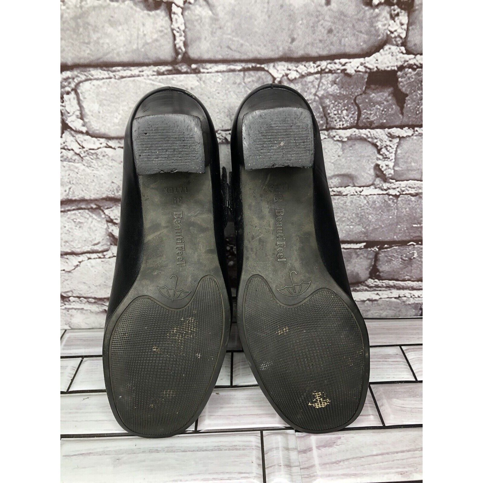 Beautiful Ful BeautiFeel Black Leather MaryJane Comfort Casual Pump Heels Size US 8.5 / IT 38.5 - 10 Thumbnail