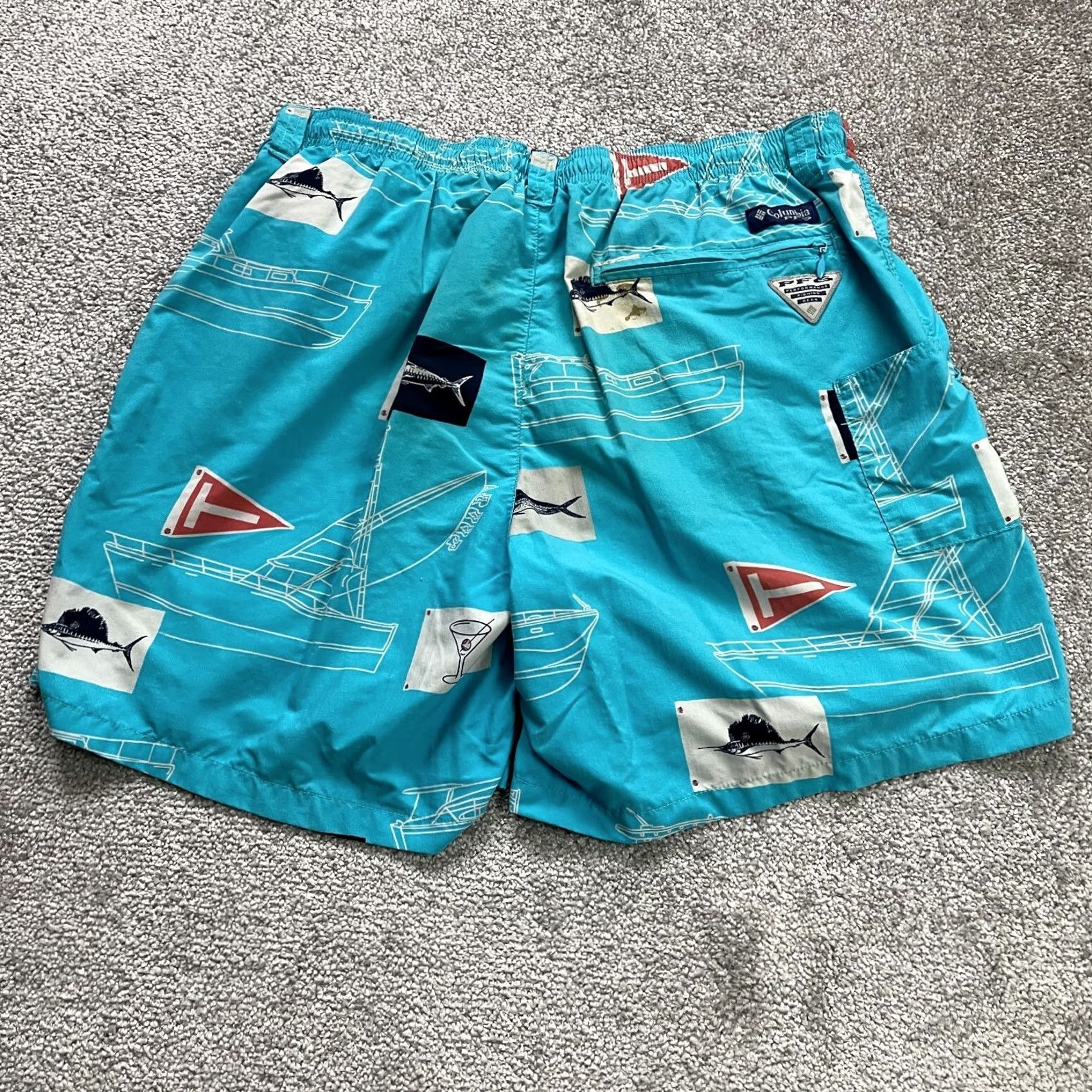 Vintage Columbia PFG Board Shorts Mens Large Blue Fishing Swimming Trunks Omni Shade Size US 33 - 2 Thumbnail