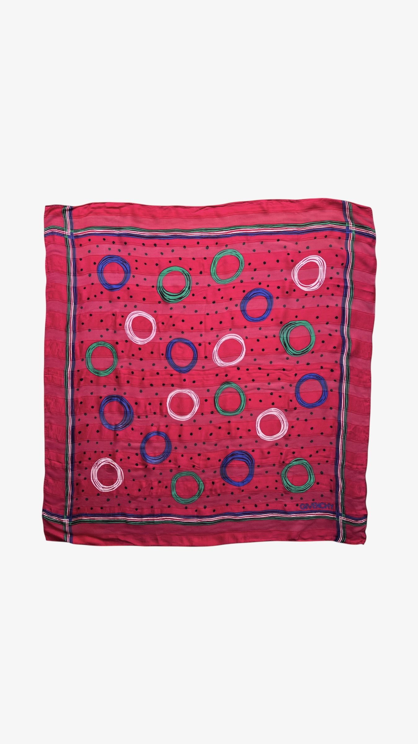 Givenchy Vintage 80s Givenchy Polka Dot Print Red Silk Scarf Size ONE SIZE - 1 Thumbnail