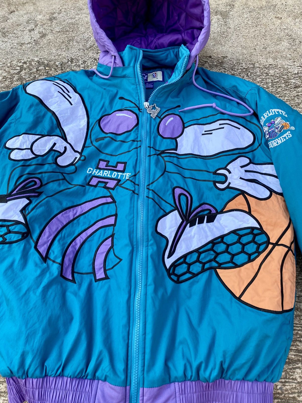 Starter NBA Charlotte Hornets Big LoGo Zip out hoodie Size US L / EU 52-54 / 3 - 2 Thumbnail