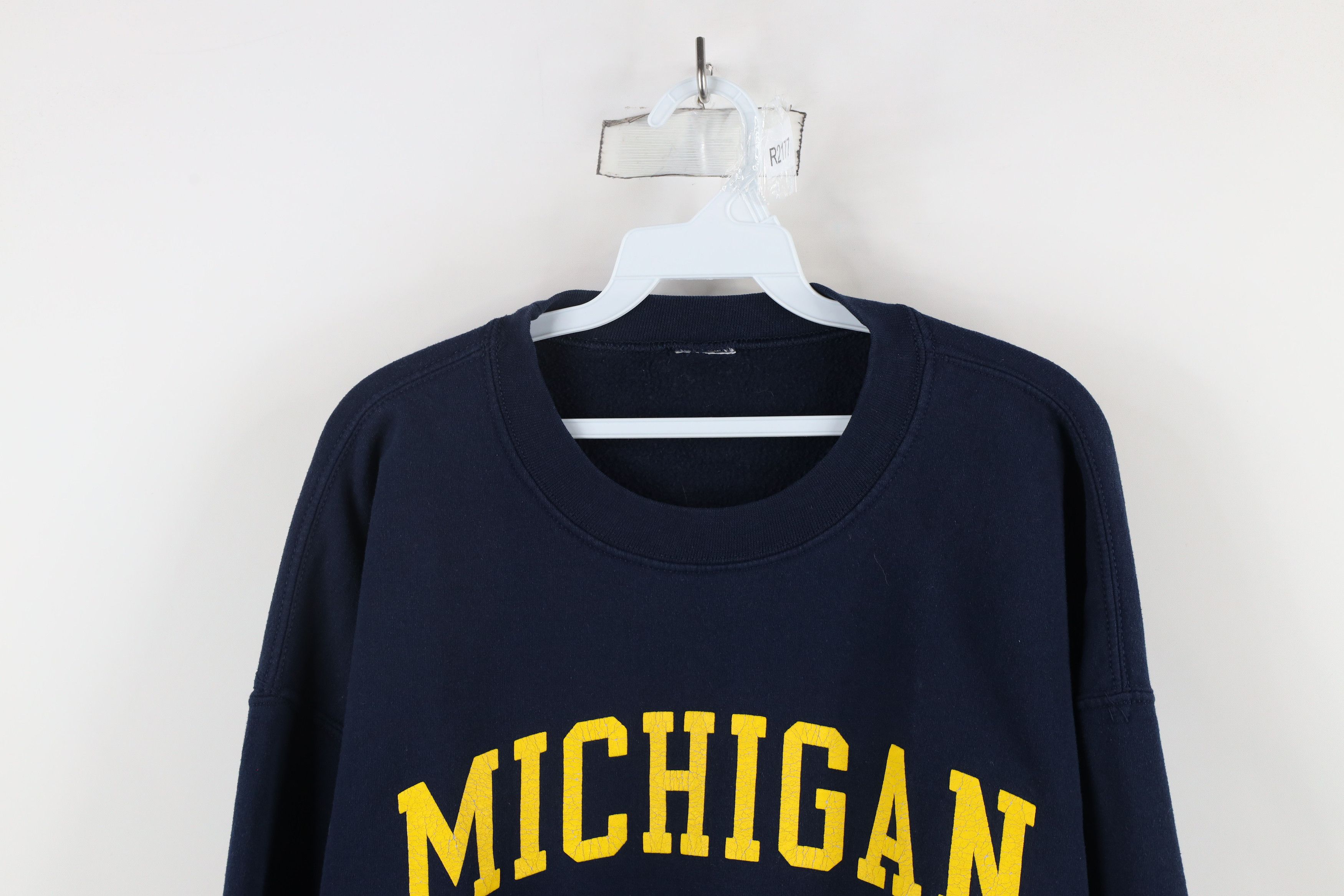 Vintage Vintage 90s Spell Out University of Michigan Sweatshirt Blue Size US XL / EU 56 / 4 - 2 Thumbnail