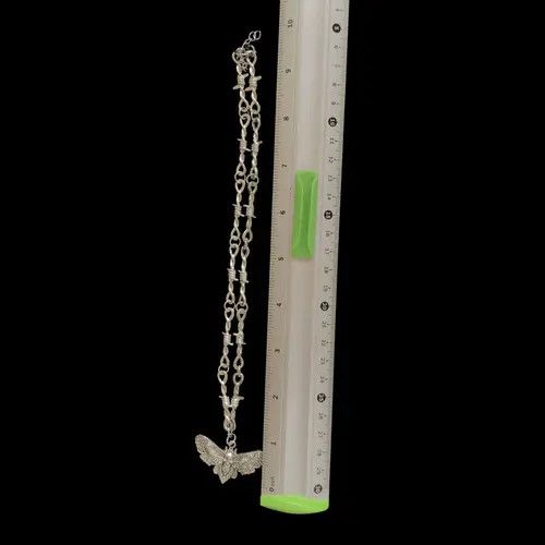 VIBE Chrome Necklace Spike Post Barb Wire Punk Butterfly Chain Size ONE SIZE - 5 Thumbnail