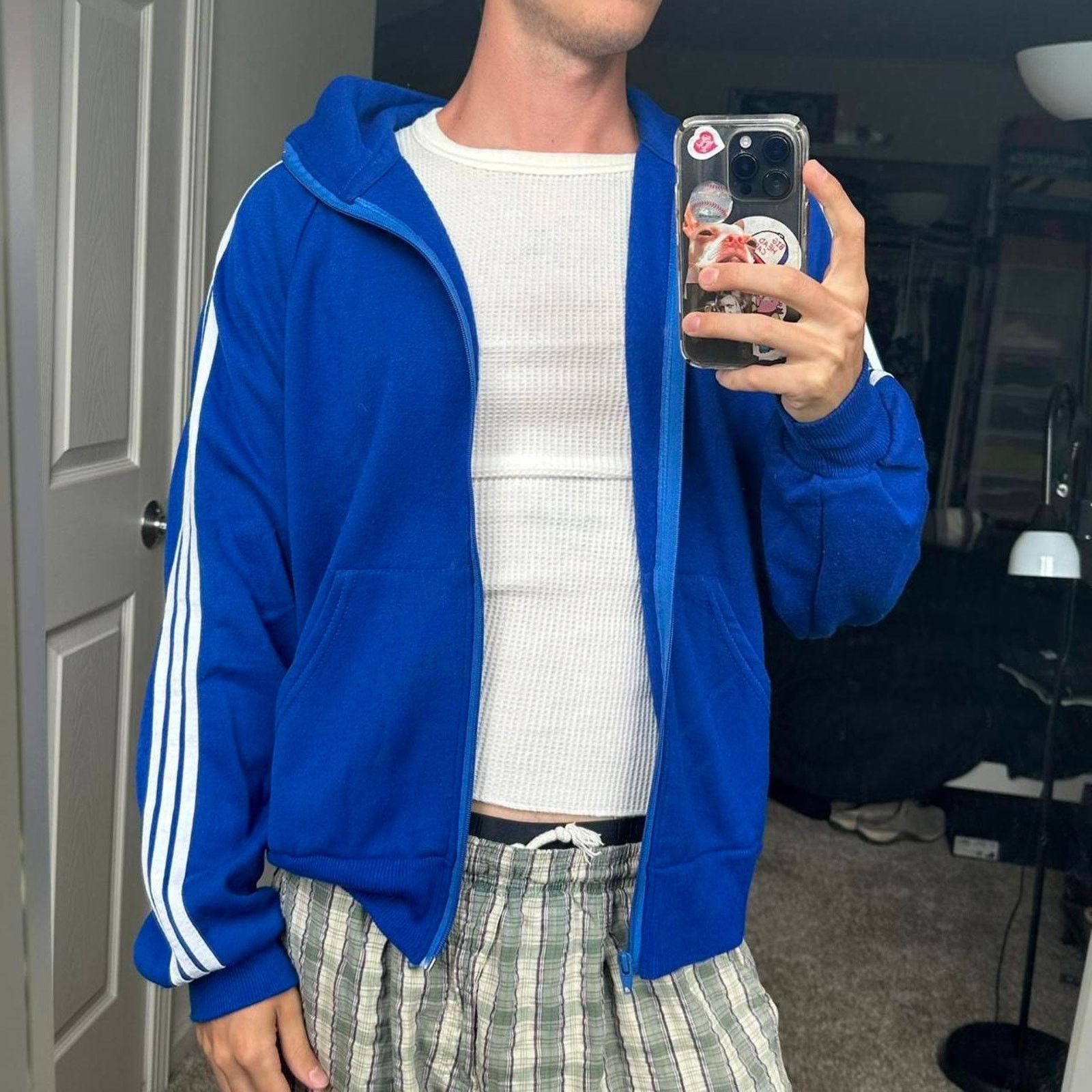 Vintage Vintage 80s Blue Striped Zip Up Track Suit Jacket Size US XL / EU 56 / 4 - 2 Thumbnail