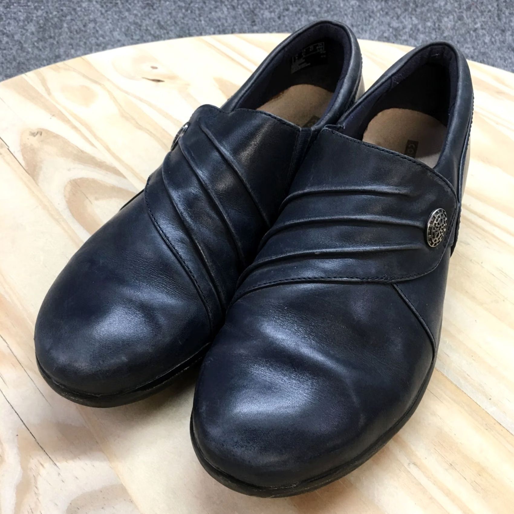 Clarks Clarks Women Loafer Casual Leather Low Top Blue 6.5 M Hope Roxanne Shoes Size M / US 6-8 / IT 42-44 - 3 Thumbnail