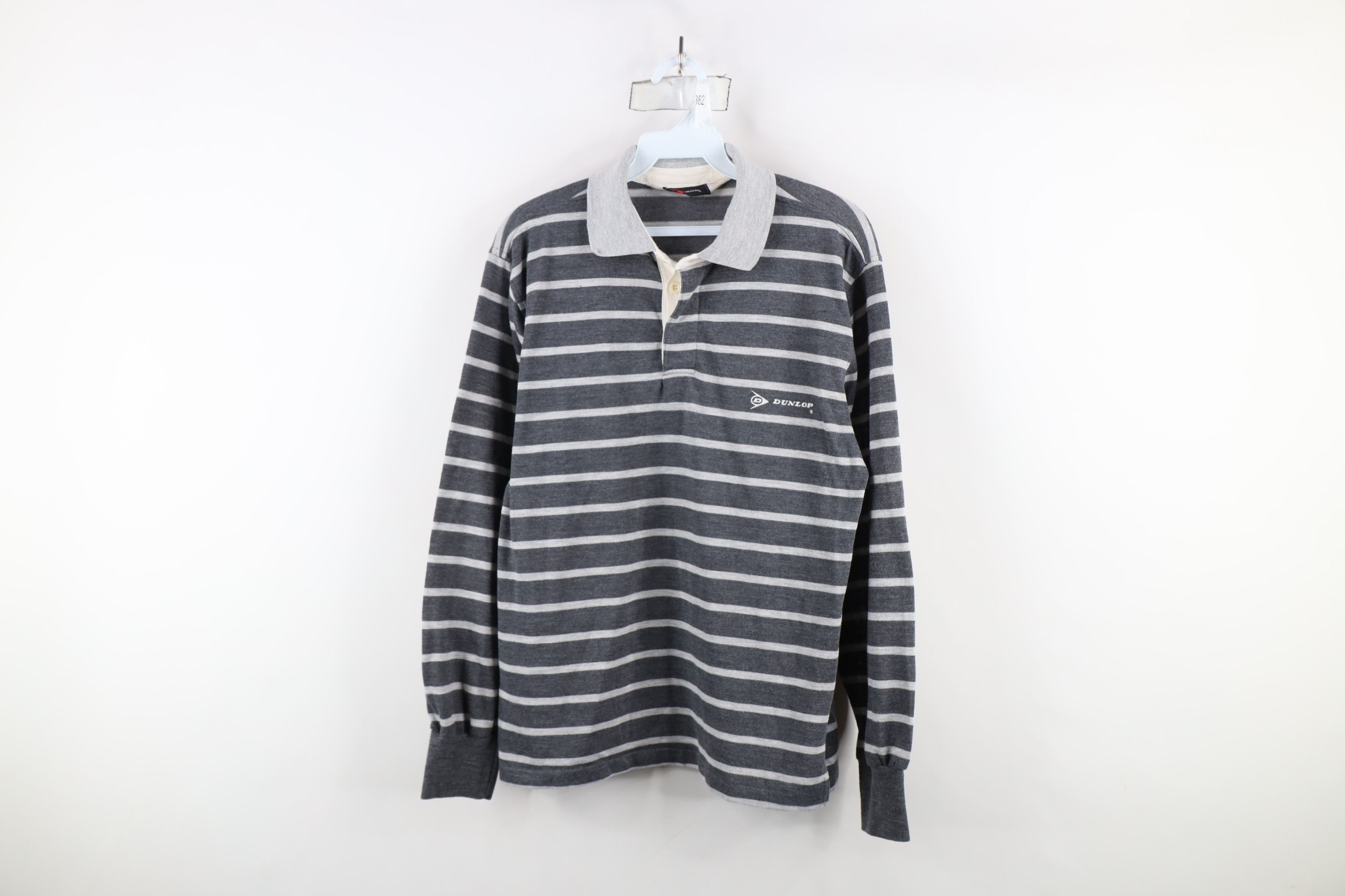 Vintage 80s 90s Dunlop Knit Long Sleeve Tennis Rugby Polo