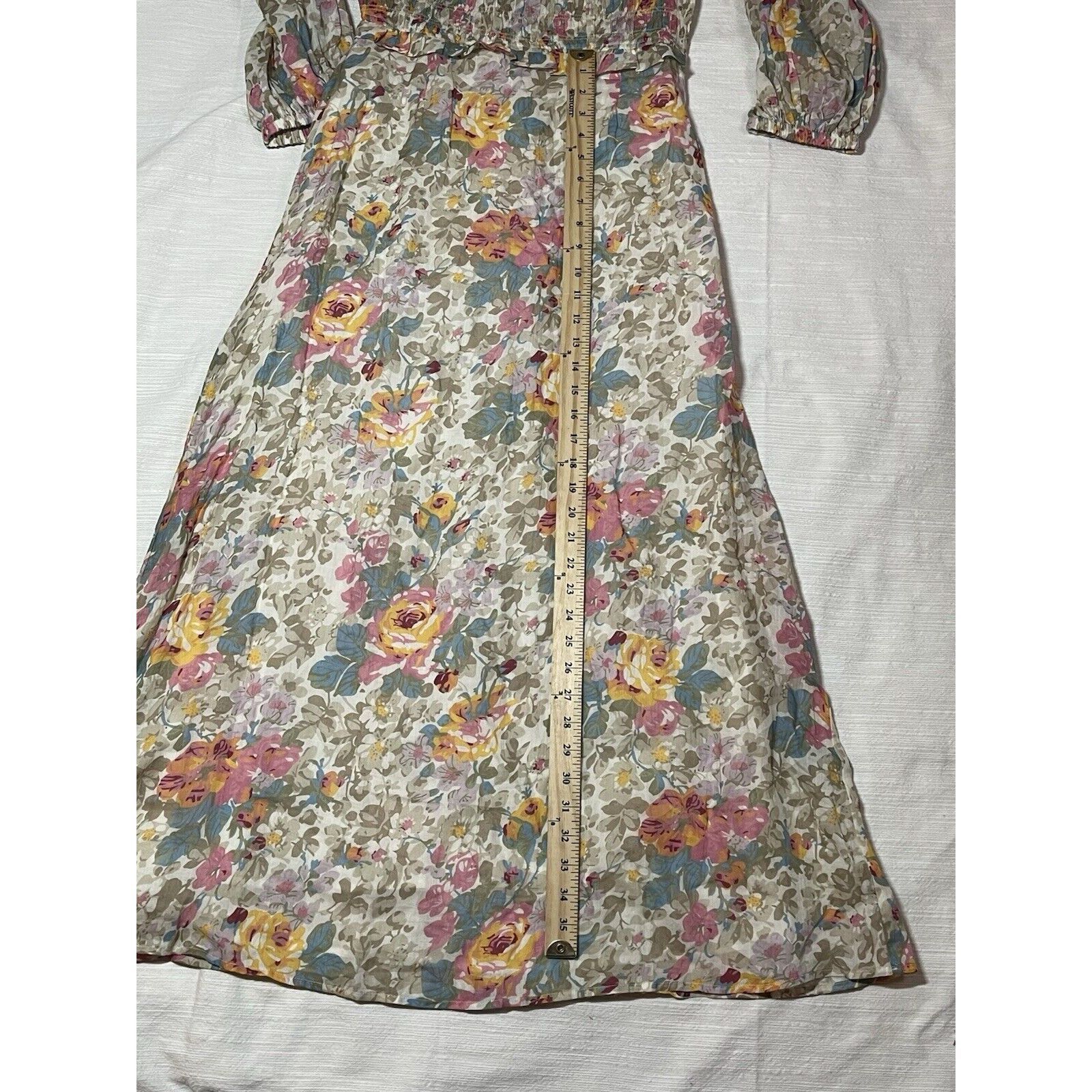Sea New York NWT SEA New York Ines Floral Long Sleeve Smocked Dress Ivory Size L / US 10 / IT 46 - 9 Thumbnail
