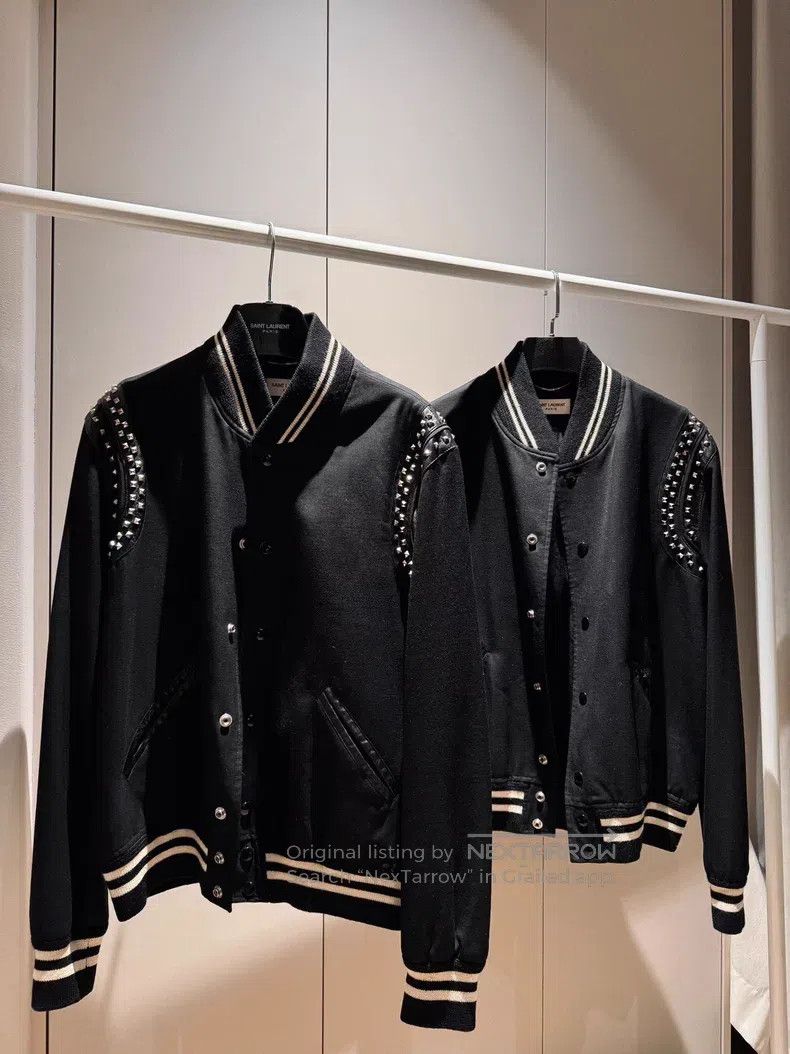 Saint Laurent Paris Studded Baseball Jacket