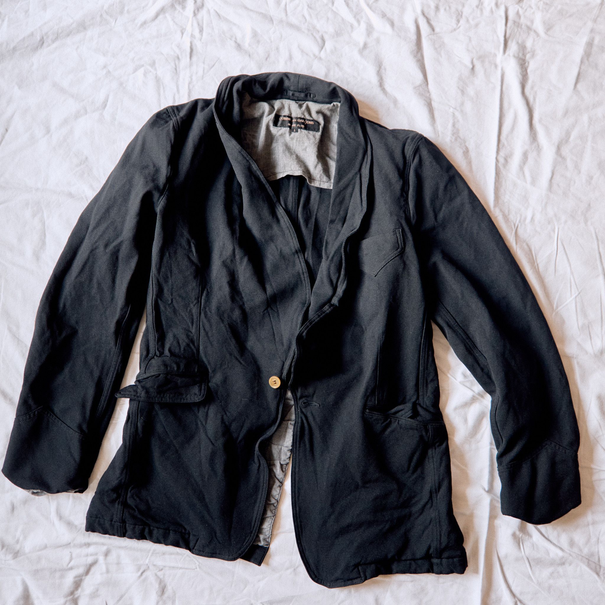 Comme des Garcons Boiled Polyester wrinkled blazer L black Size 50R - 1 Thumbnail