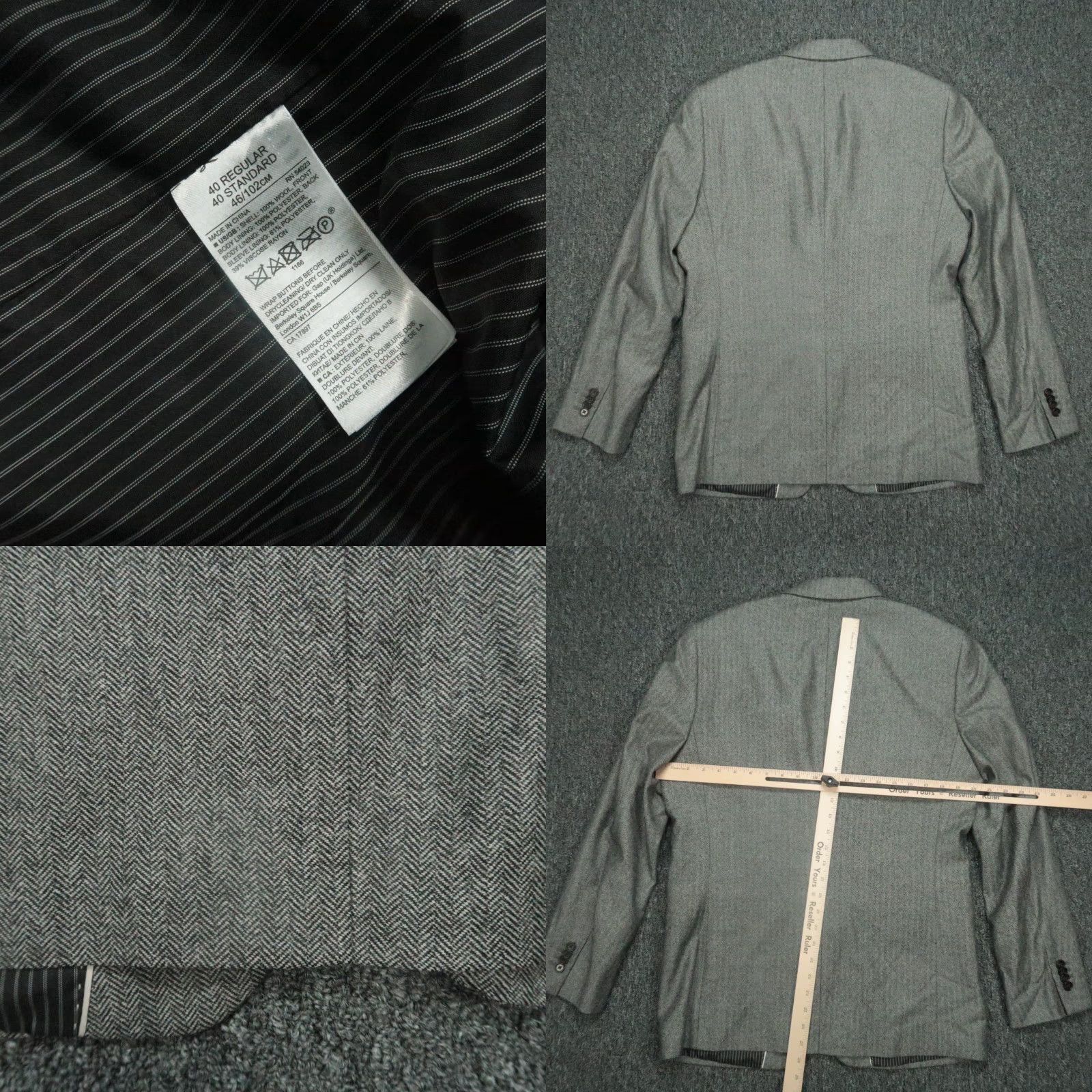 Banana Republic VINTAGE Banana Republic Blazer Mens 40R Gray Herringbone Marzotto Wool Slim Sport Coat Size 40R - 8 Thumbnail