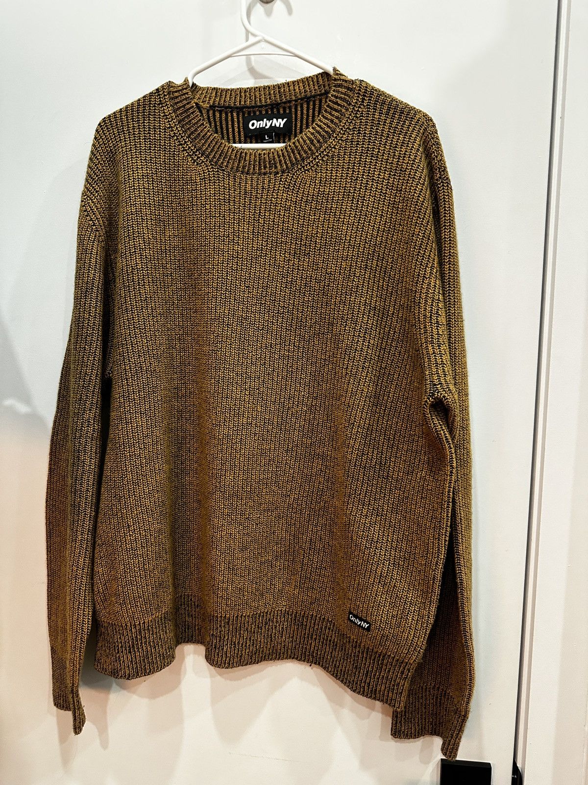 Only NY Wool Contrast Rib Crewneck Sweater