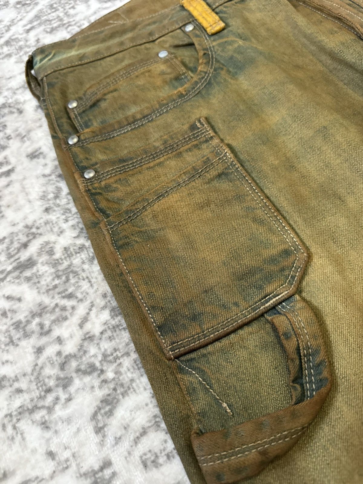 Carhartt RealBvoice Japan Mud Wash Overprint Carpenter Baggy Jeans Size US 34 / EU 50 - 14 Thumbnail