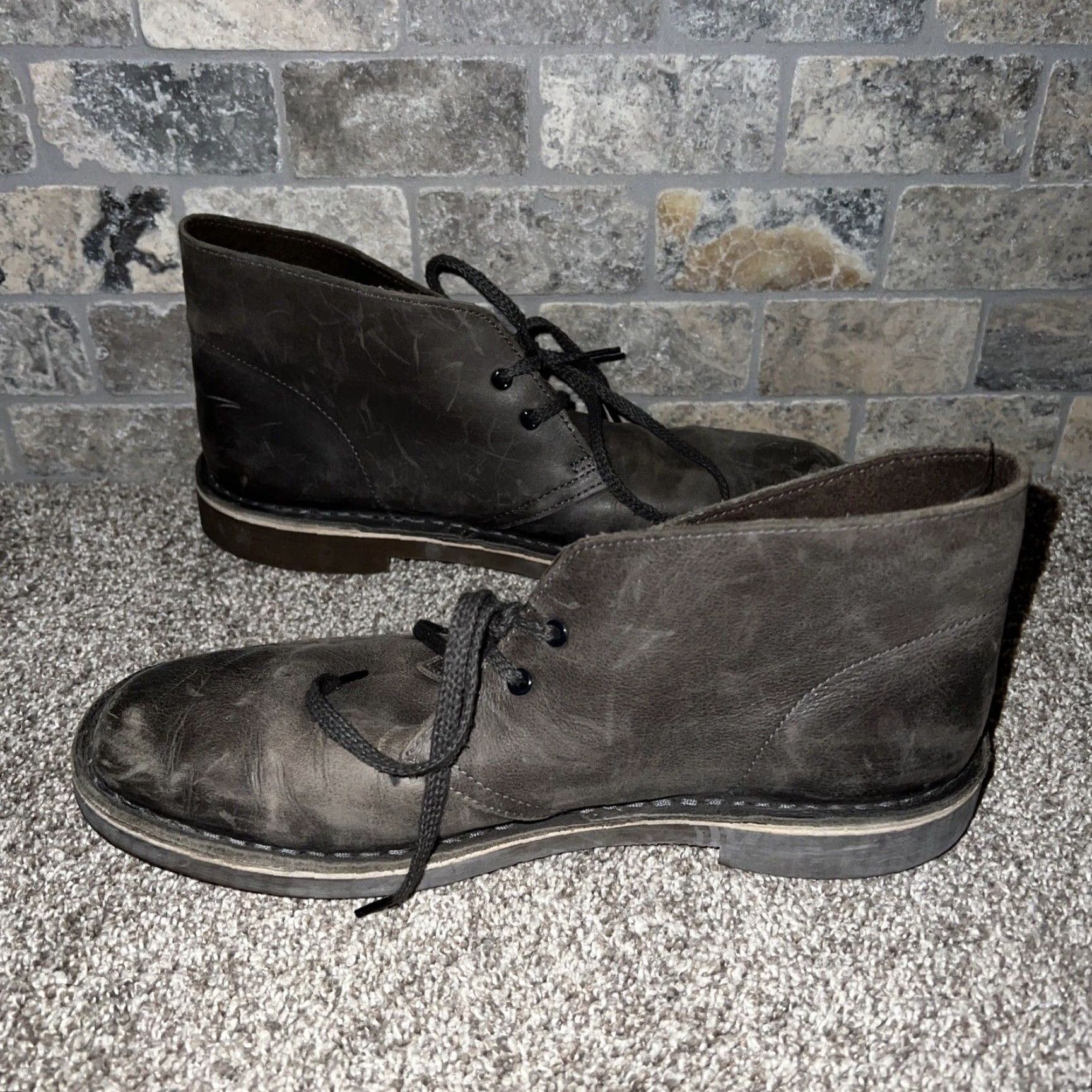 Clarks Clarks Mens Leather Chukka Boots Gray Size 8.5 Size US 8.5 / EU 41-42 - 3 Thumbnail