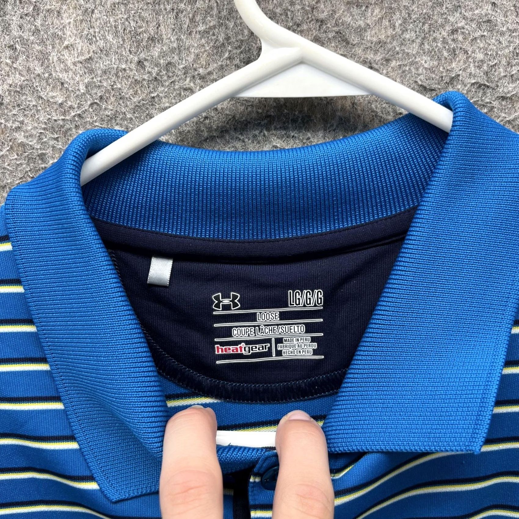 Under Armour Under Armour Polo Shirt Mens L Blue Striped HeatGear Golf Performance Size US L / EU 52-54 / 3 - 3 Thumbnail