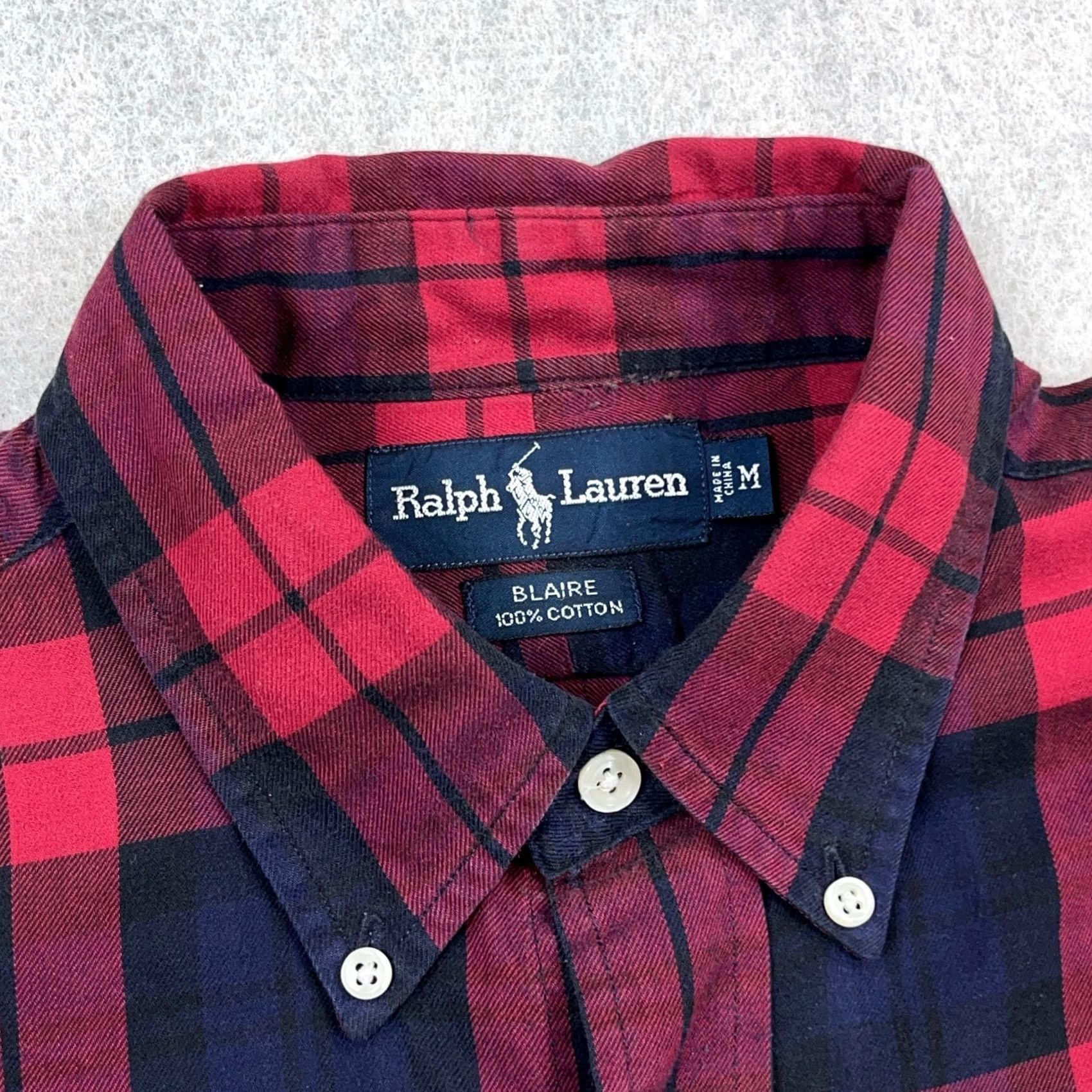 Ralph Lauren Ralph Lauren Shirt Mens M Red Men Blue Plaid Button Blake Pony Cotton Dress Size 40R - 5 Thumbnail