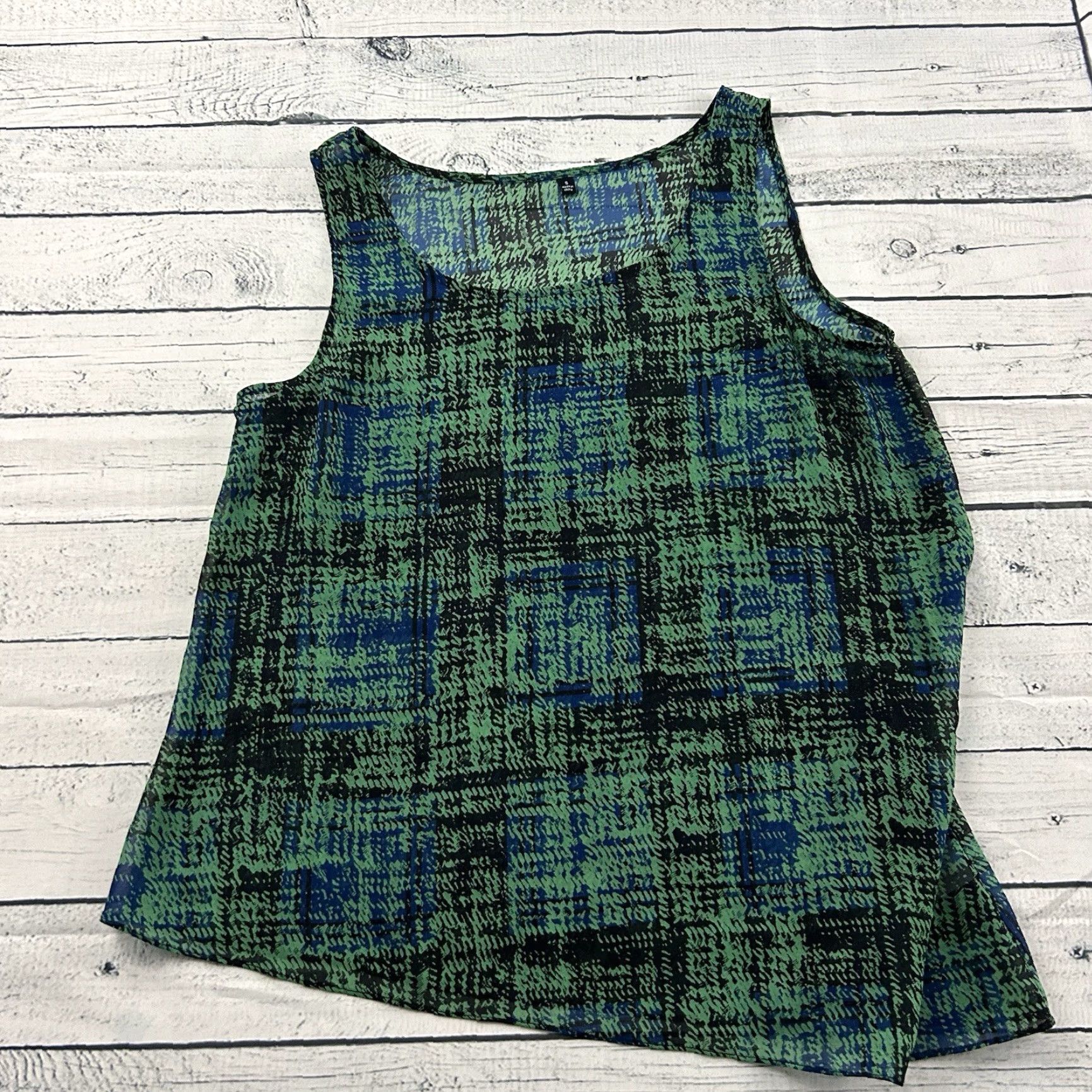 Vintage Cabi 2 Piece Tank Sheer Short Sleeve Top Women's Small Green Blue Shirt Blouse, 2 Piece, Sheer, Green, Blue, Small, Women's Size S / US 4 / IT 40 - 5 Thumbnail
