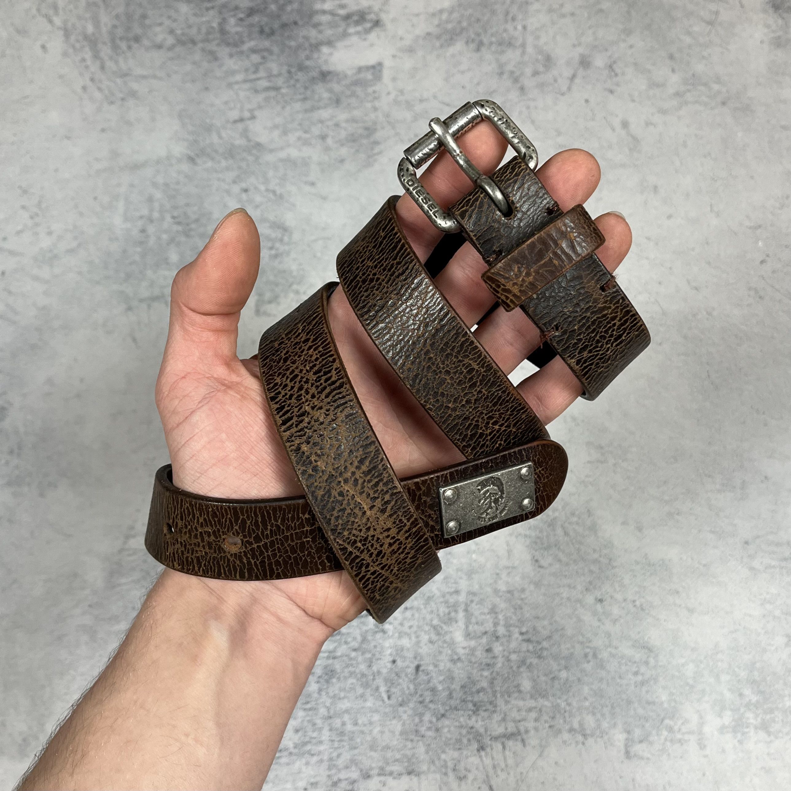 Diesel Vintage Diesel Cow Leather Y2K Brown Belt 00’s Size ONE SIZE - 4 Thumbnail