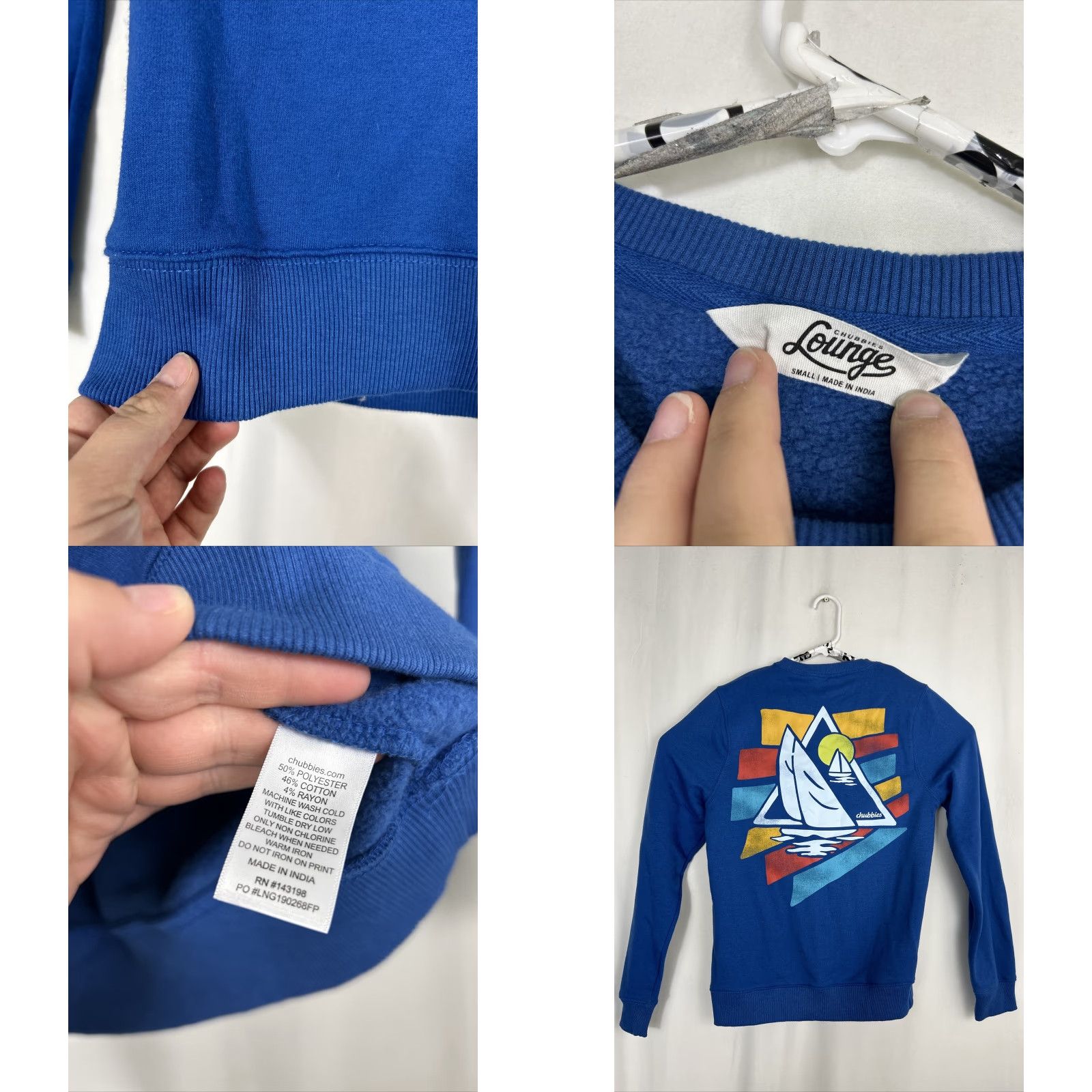 Chubbies Chubbies Mens Small Pullover Crewneck Sweater Blue Sail Boat Ocean Shirt Size US S / EU 44-46 / 1 - 8 Thumbnail