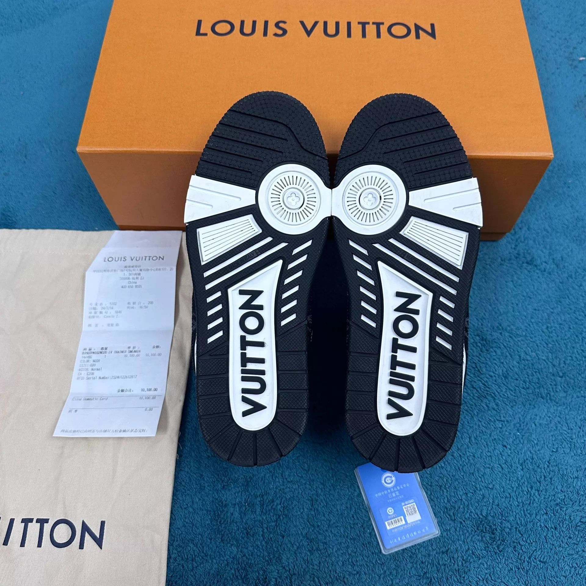 Louis Vuitton LV Trainer Black & White Panda Print Denim 36 Size US 5.5 / IT 35.5 - 5 Thumbnail