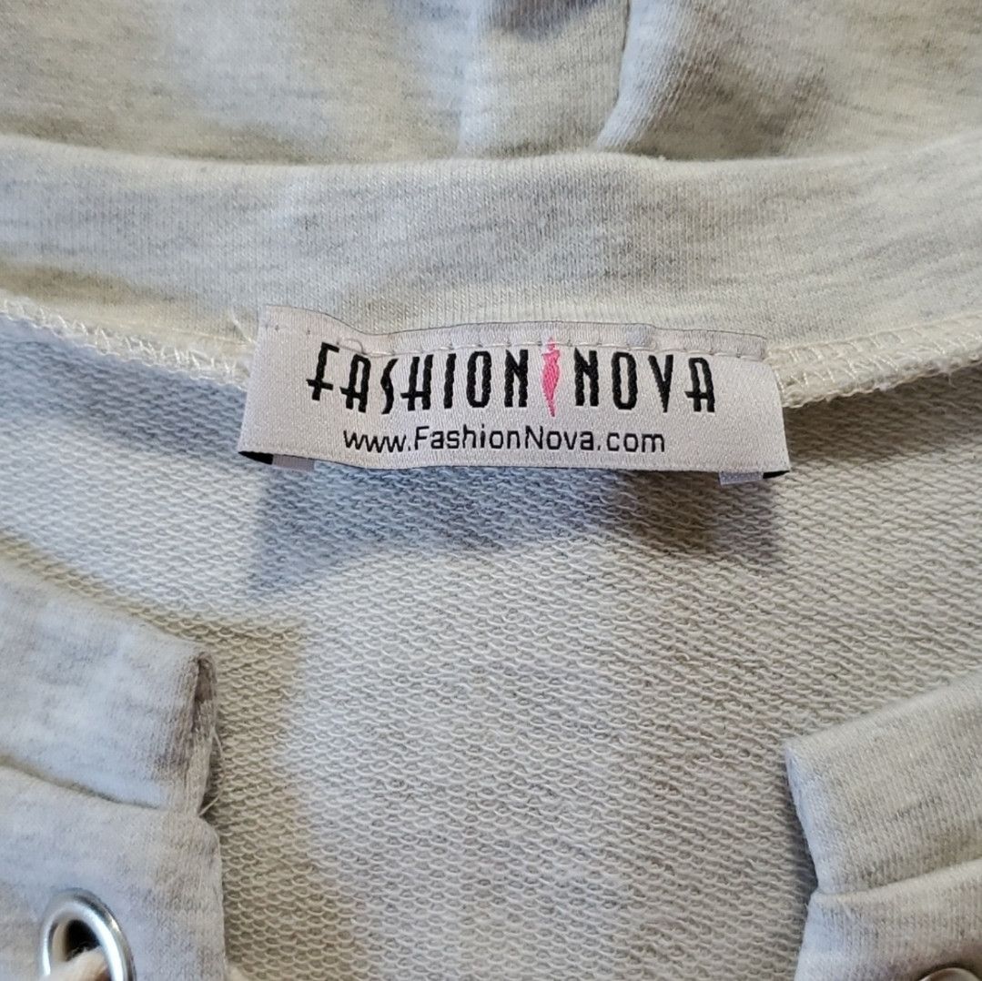 Fashion Nova Fashion Nova Size L Romper Grey Jersey Stretchy Tie Lace Up Size 34" / US 12 / IT 48 - 10 Thumbnail