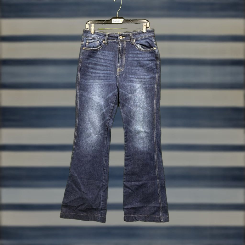 Vintage KanCan Jeans Womens 9/28 Odie High Rise Flare Dark Wash Stretch Hipster Denim Size 28" / US 6 / IT 42 - 1 Thumbnail