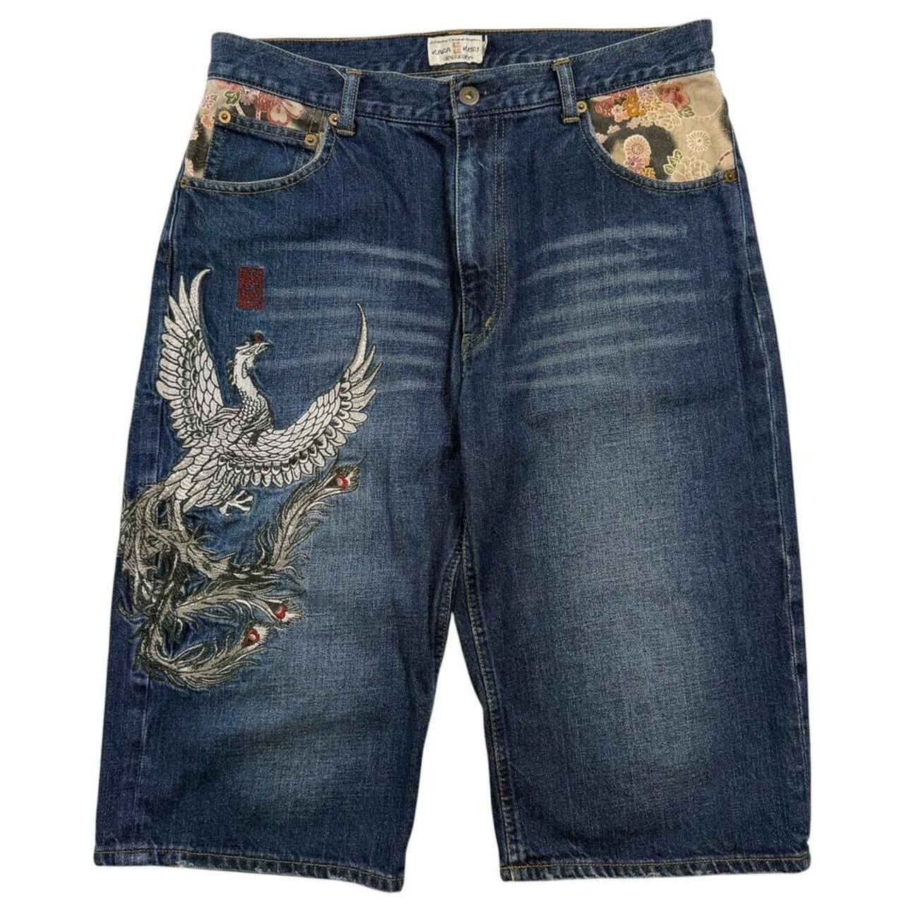 Karakuri Tamashii Embroidered Phoenix Japanese Shorts w 34