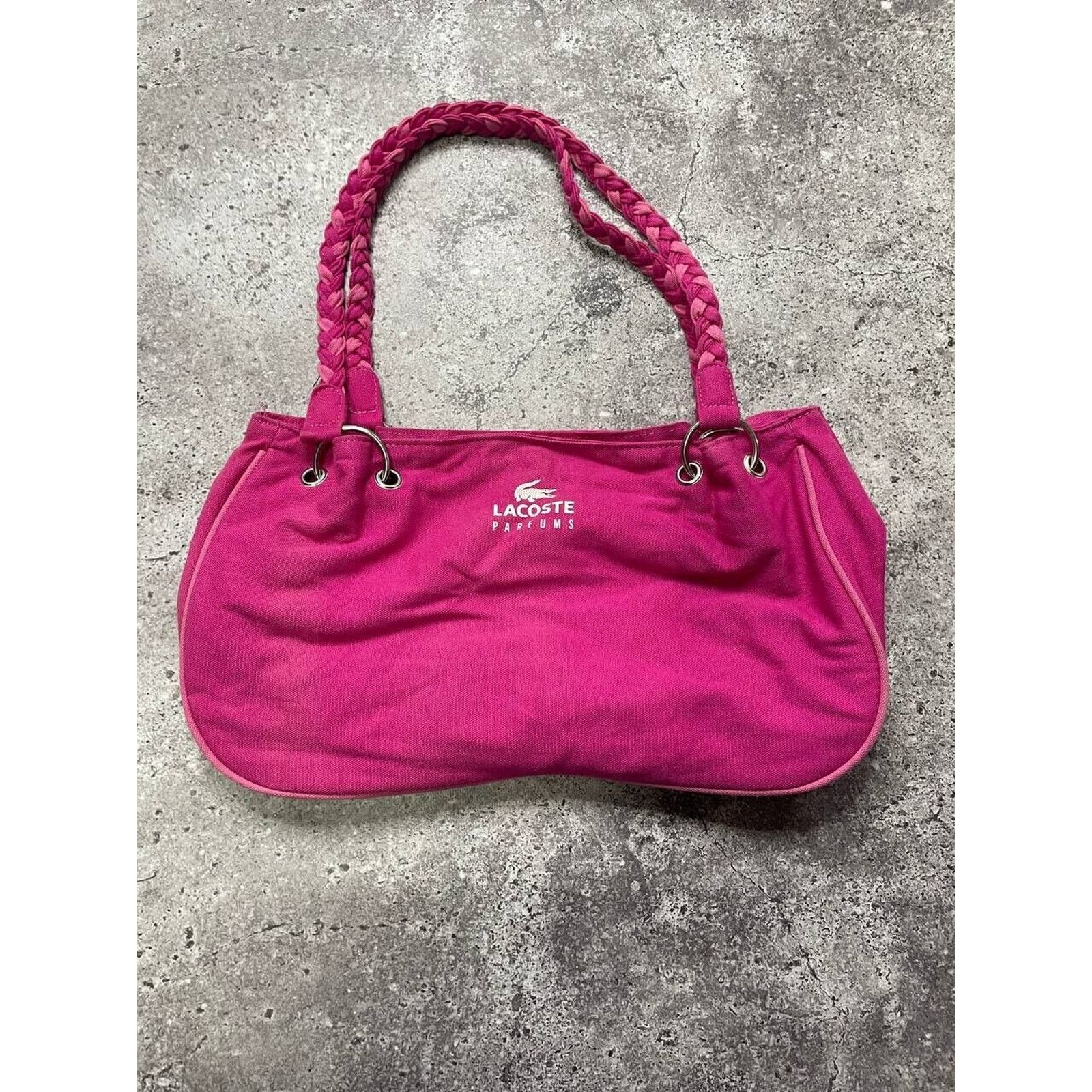 Lacoste × Vintage Vintage Pink Lacoste Parfums Tote Bag Satin Lining Braided Size ONE SIZE - 1 Thumbnail