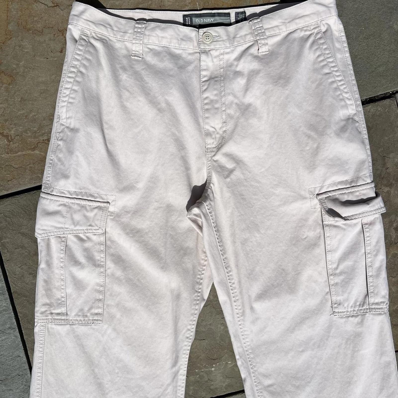 Old Navy Y2K Cream Loose Fit Utility Cargo Pants Size US 36 / EU 52 - 2 Thumbnail