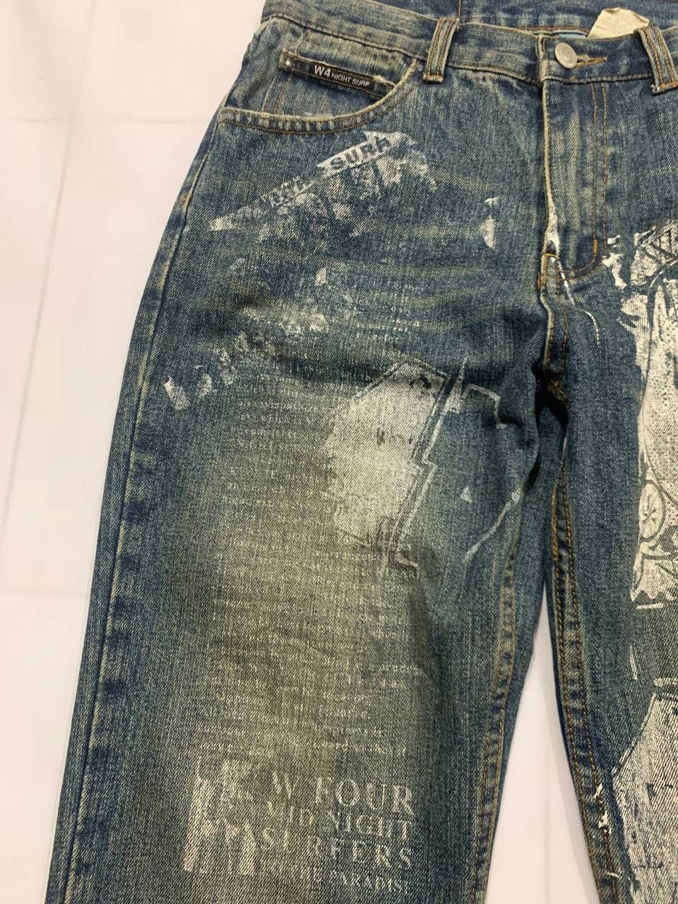 Japanese Brand Vintage 2000s WFour Japan Printed Face Jeans Size US 30 / EU 46 - 3 Thumbnail