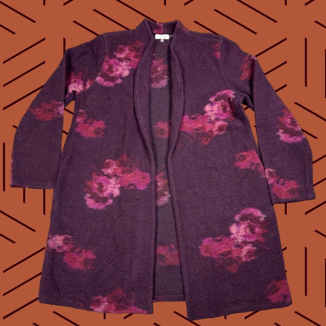 Calvin Klein CALVIN KLEIN Floral Wool Blend Long Sleeve Cardigan Robe Women’s XL Open Front Size XL / US 12-14 / IT 48-50 - 1 Thumbnail