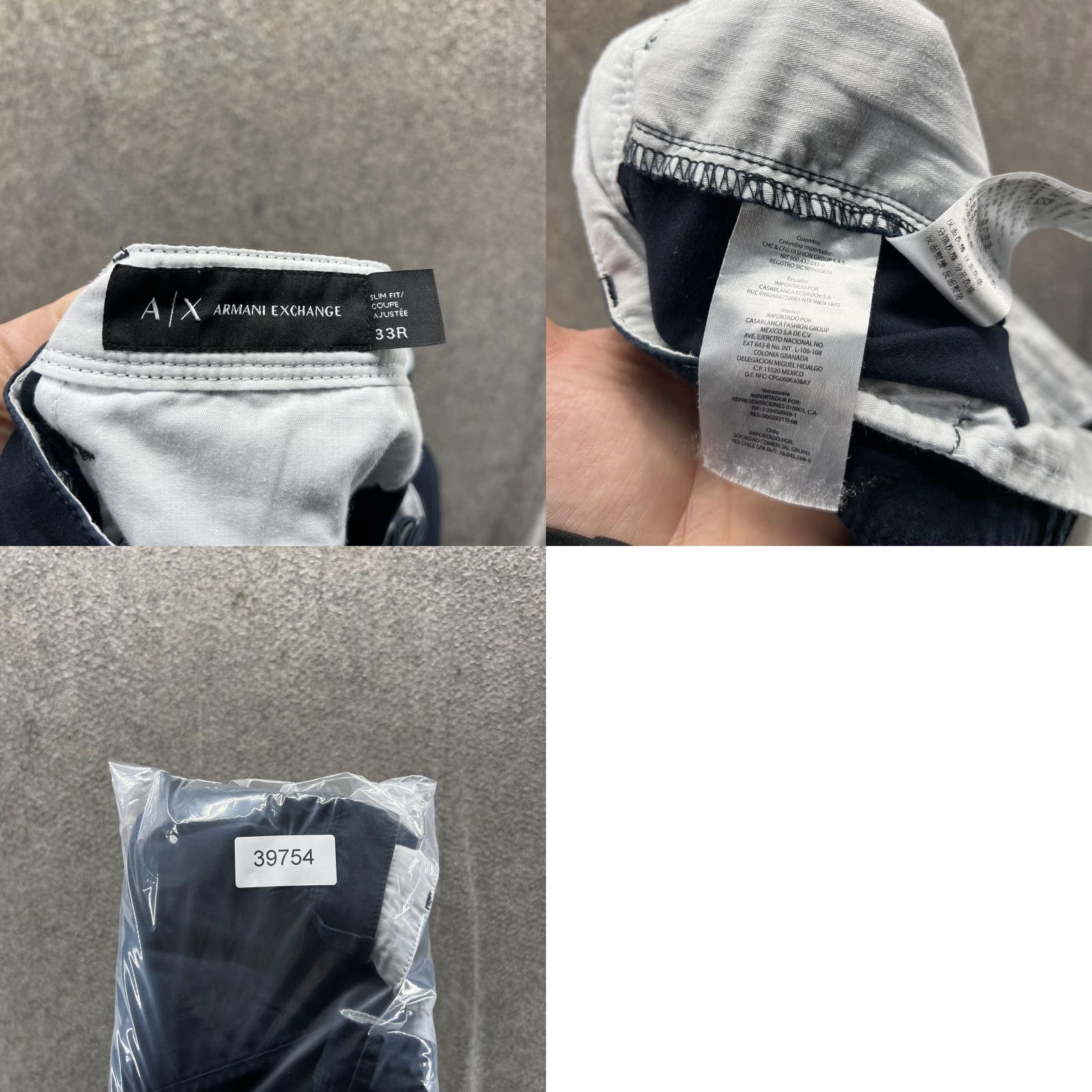 Armani Exchange Armani Exchange Pants Mens 33R Navy Chino Slim Fit Stretch Flat Front Casual Size US 33 - 8 Thumbnail