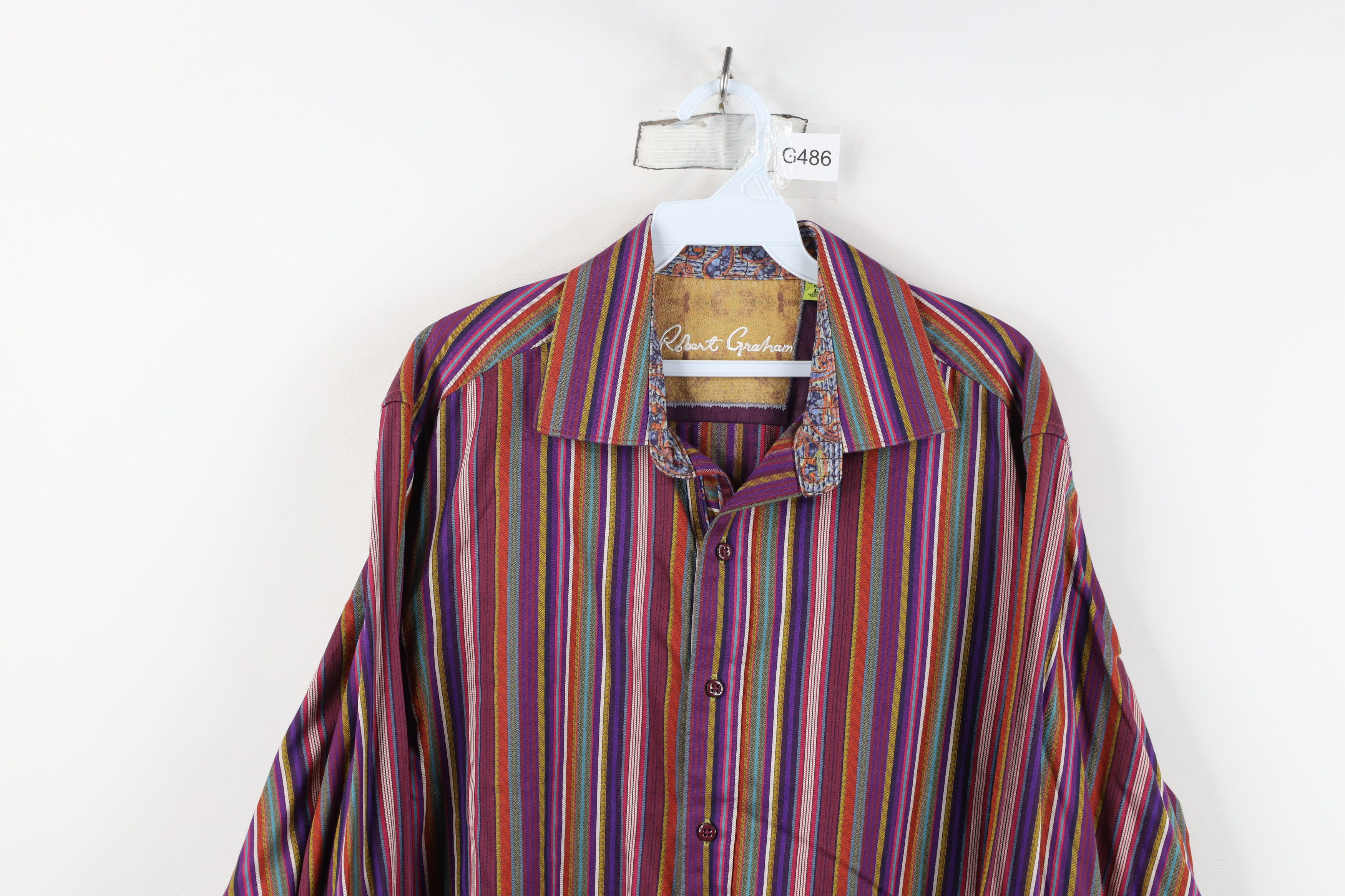 Robert Graham Robert Graham Cuff Rainbow Striped Collared Button Shirt Size US L / EU 52-54 / 3 - 2 Thumbnail