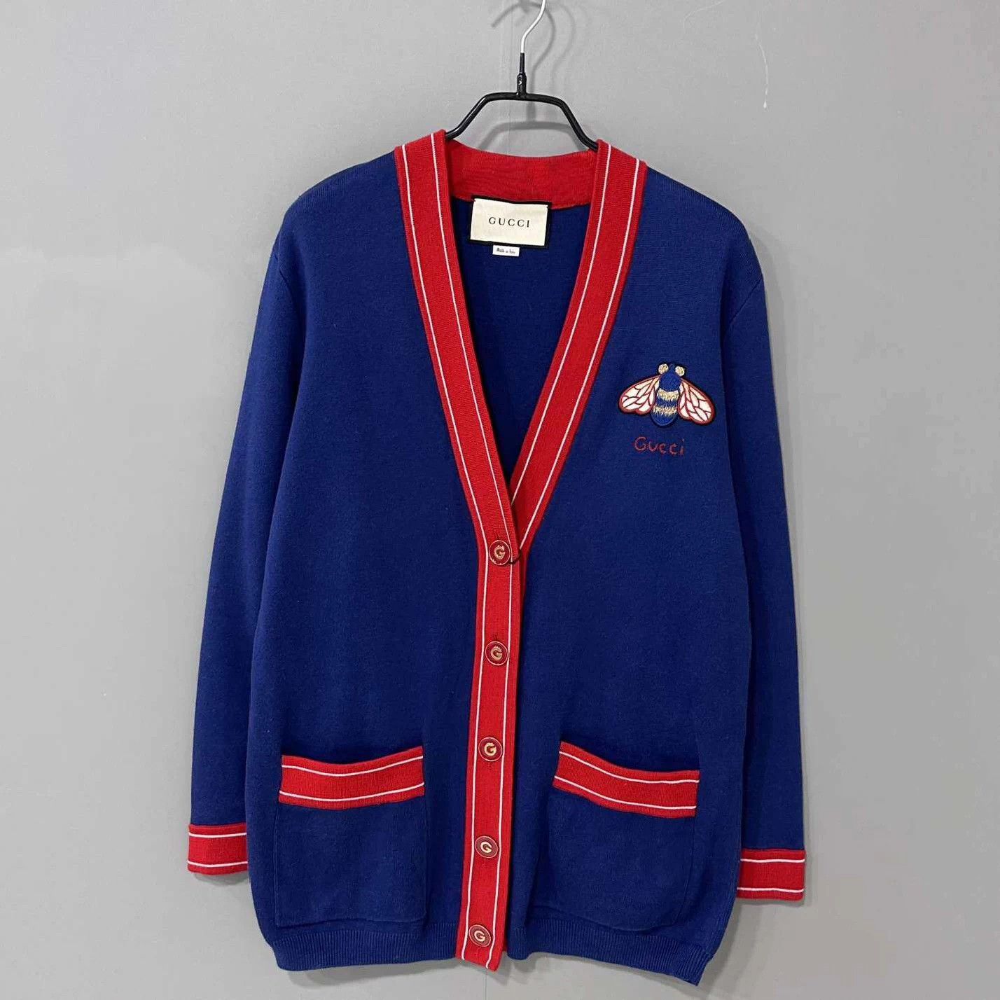 Gucci GUCCI Classic Stripe Navy Blue Cardigan Sweater S Size S / US 4 / IT 40 - 1 Thumbnail