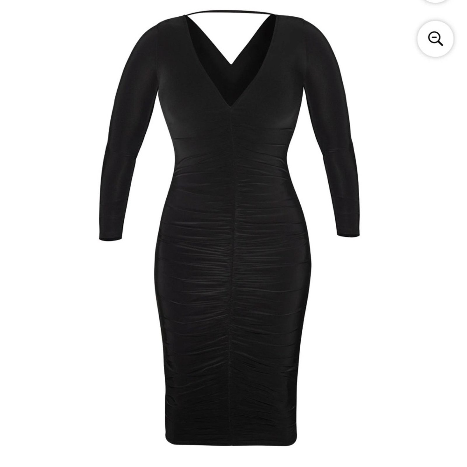 Other Rachel Roy | Black Stretch Ruched 3/4 Sleeve Midi Dress Size XL / US 12-14 / IT 48-50 - 1 Thumbnail