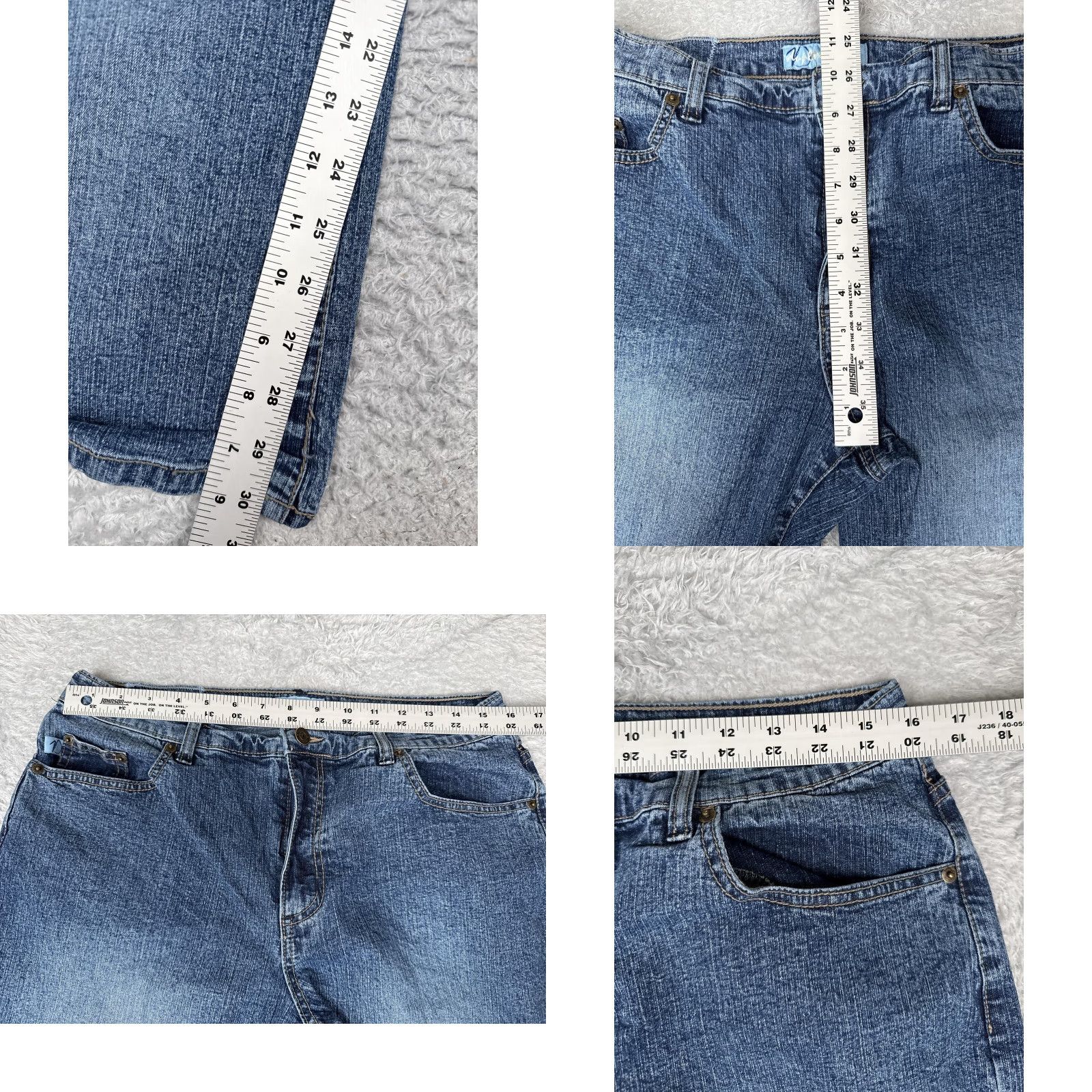 Denime Duplex Jeans Womens 14 Blue Bootcut Mid Rise Denim Embroidered Studded 31x31 Jeans Women's Blue Bootcut 31 Inseam Casual Everyday Denim Size 36" / US 14 / IT 50 - 8 Thumbnail