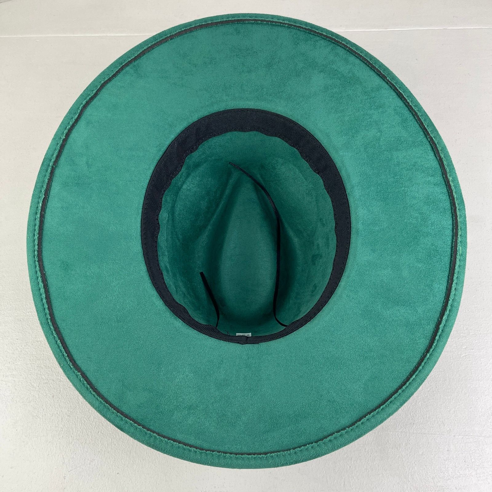 Handmade Green Faux Suede Wide Flat Brim Hat Sunflowers ADJUSTABLE SZ Size ONE SIZE - 18 Thumbnail