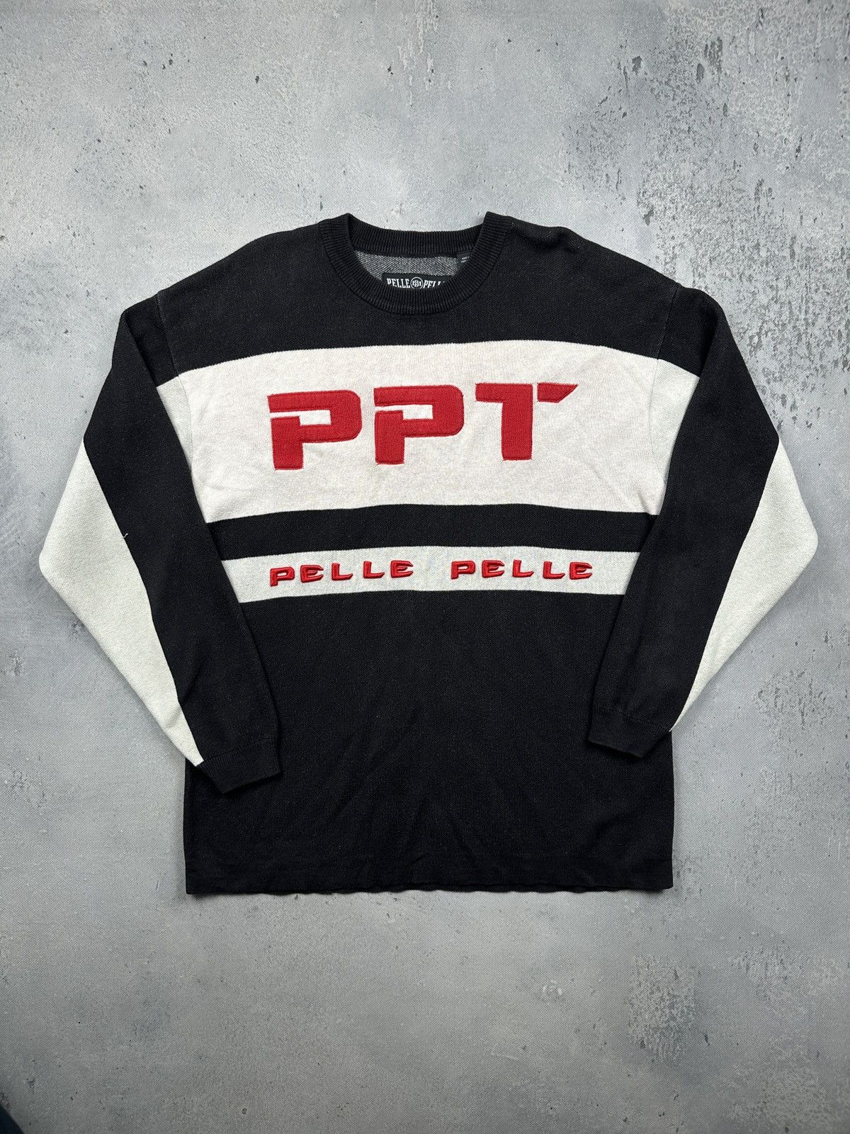 Vintage Pelle Pelle PPT Logo Knit Sweater XXL Y2K Streetwear