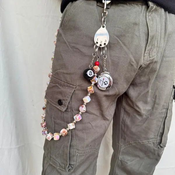 VIBE Punk Style Jeans Trousers 2Color Wide Square Beads Size ONE SIZE - 4 Thumbnail
