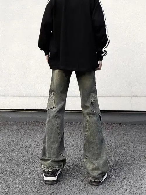 VIBE High Street Vintage Washed Spliced Micro Flare Jeans Size US 30 / EU 46 - 4 Thumbnail
