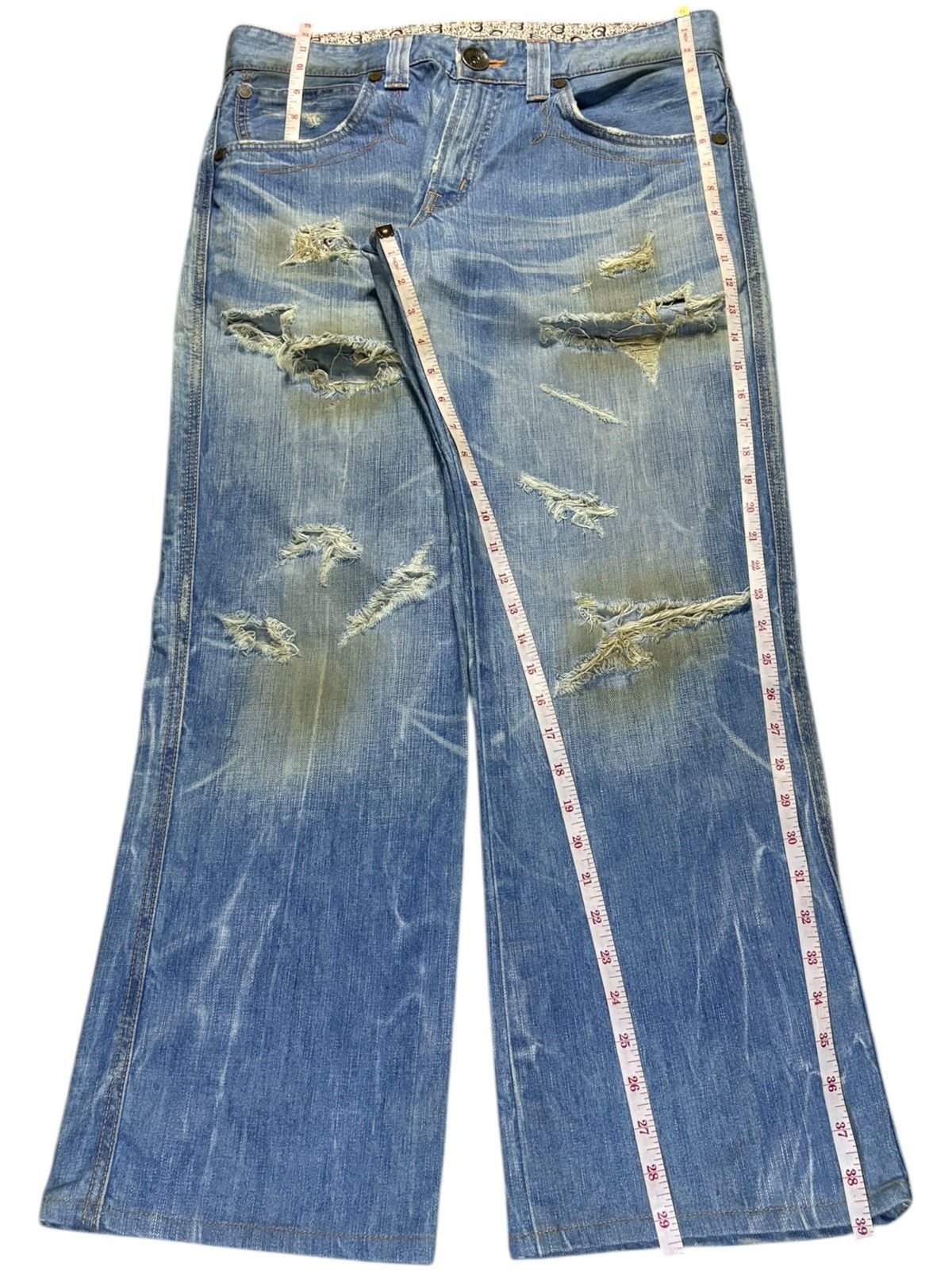 Edwin Vintage Japanese Edwin 503 Blue Trip Mud Wash Baggy Jeans Size US 34 / EU 50 - 13 Thumbnail