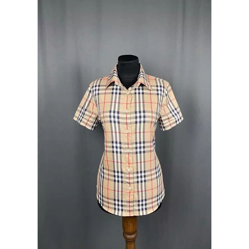 Burberry Burberry Nova Check Women's Beige Shortsleeve Shirt Size S Size S / US 4 / IT 40 - 1 Thumbnail