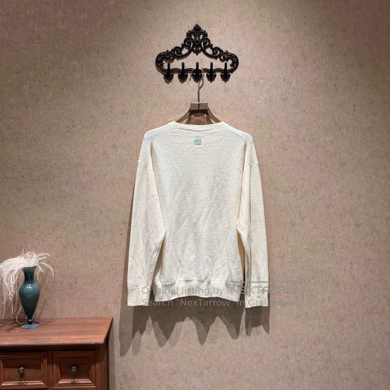 Loewe Loewe White Patterned Wool Knit Sweater Size L / US 10 / IT 46 - 2 Thumbnail