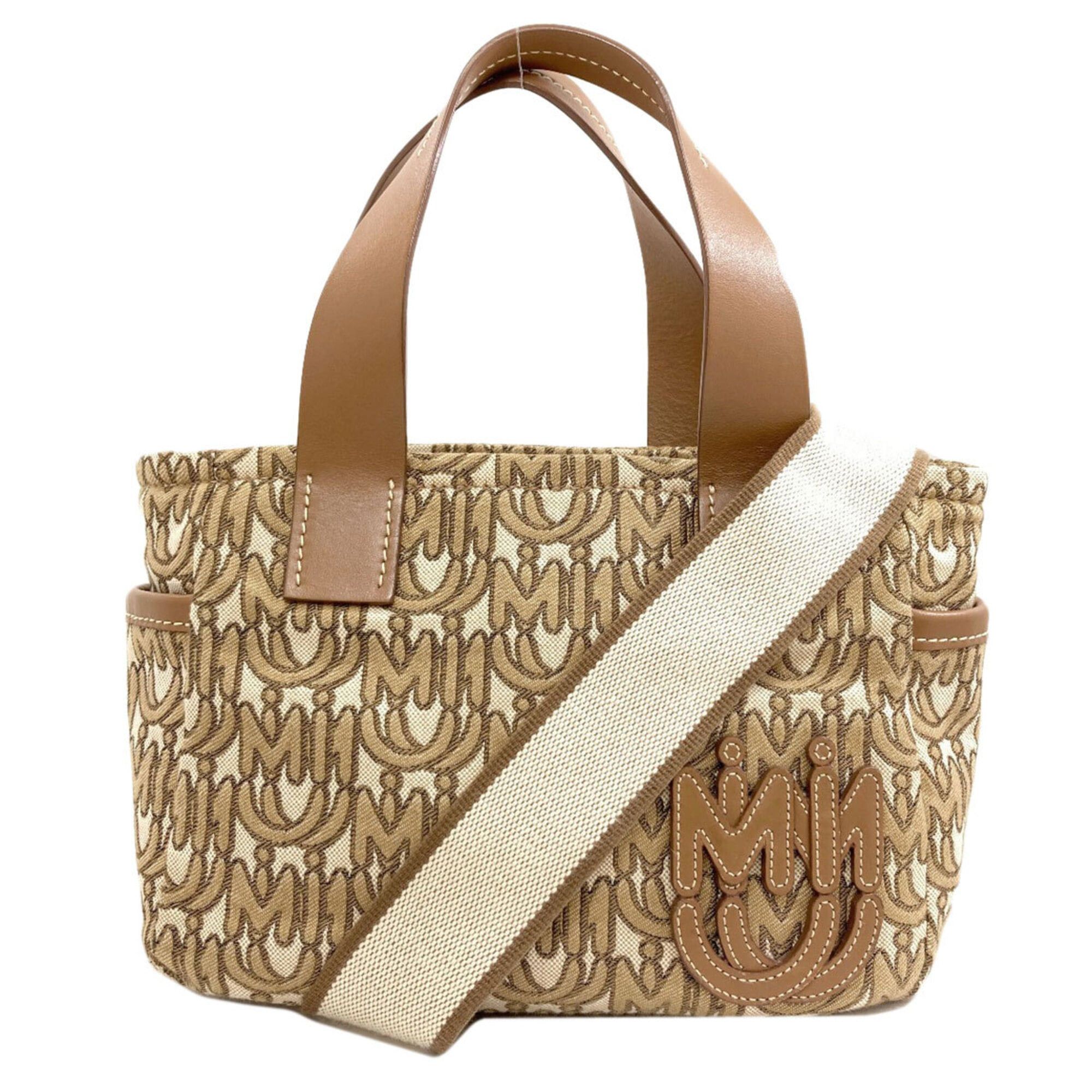 Miu Miu Miu Miu Miu Logo Motif 2-Way Handbag, Canvas, Women's Size ONE SIZE - 1 Thumbnail