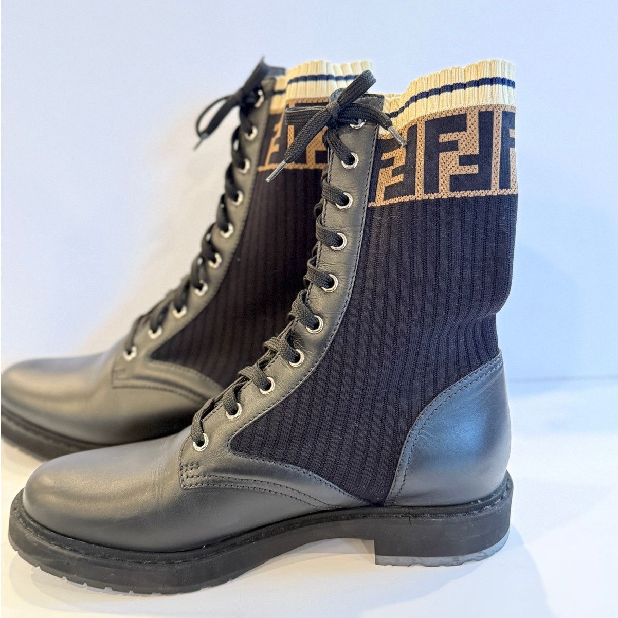 Fendi Fendi Leather Combat Boot with FF Cuff Size 40.5 Size US 9.5 / IT 39.5 - 9 Thumbnail