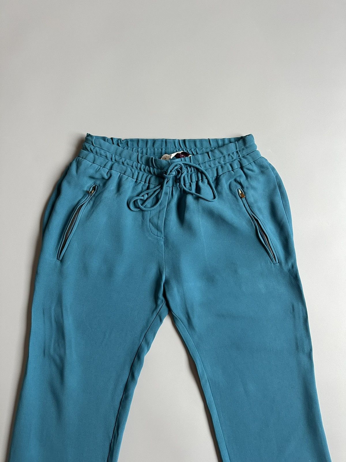 Adidas Stella McCartney Teal Aqua Blue Rayon Pants Straight Size 40 Size 27" / US 4 / IT 40 - 4 Thumbnail