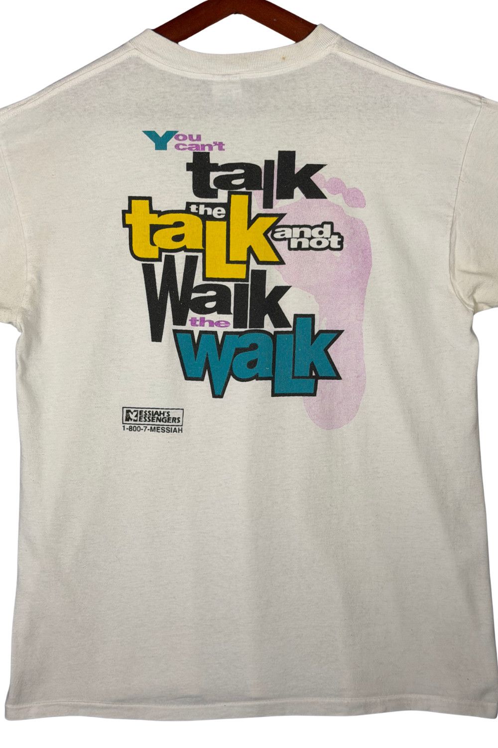 Delta late 80s “Walk The Walk” Christian Message Tee Single Stitch Size US L / EU 52-54 / 3 - 10 Thumbnail
