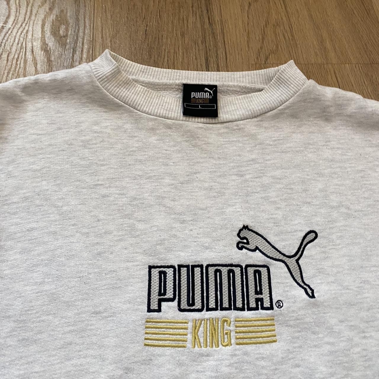 Puma Grey Puma King Vintage 90s Retro crewneck Size US L / EU 52-54 / 3 - 3 Thumbnail
