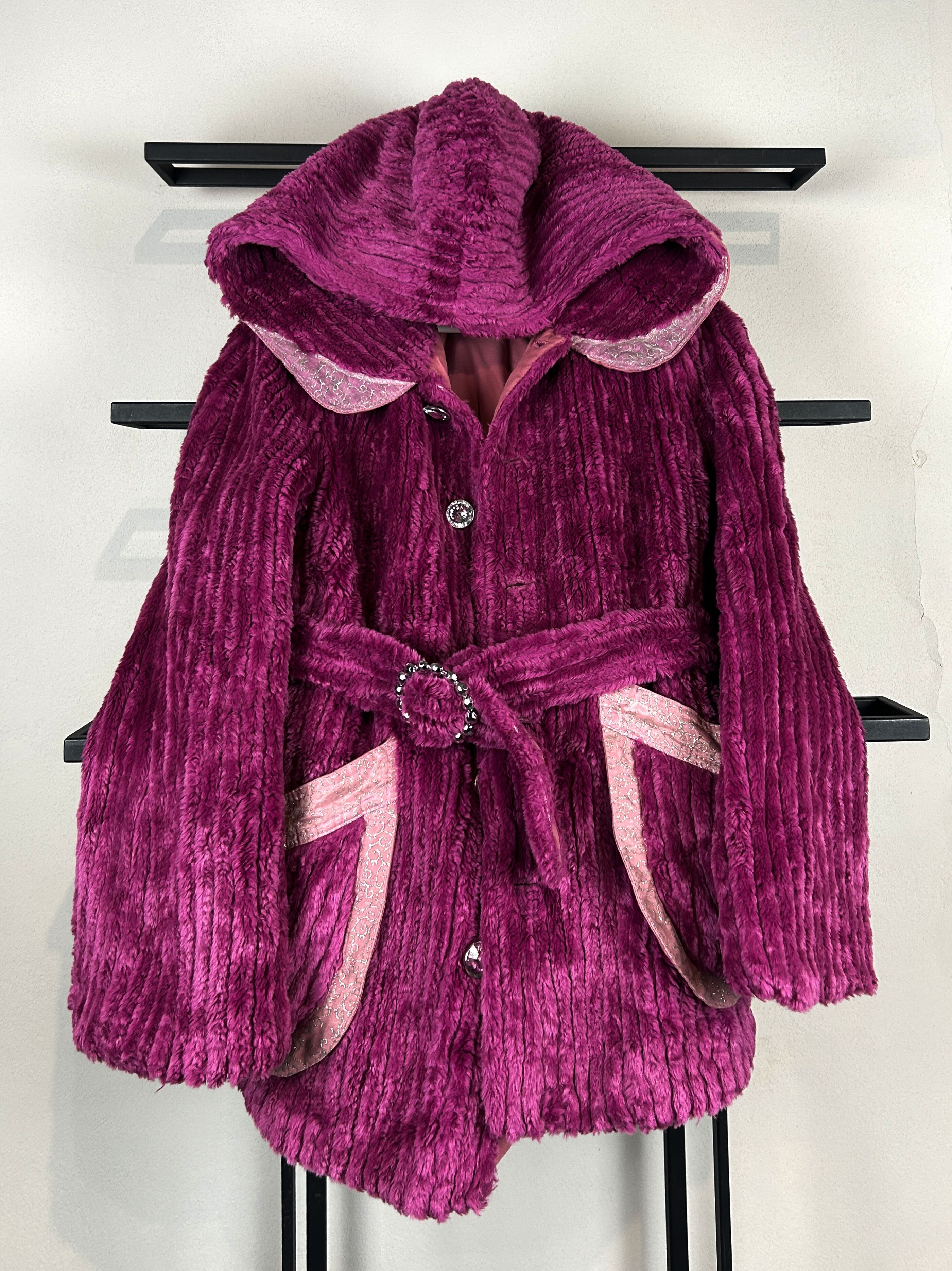 Vintage Vintage Faux Fur Hooded Coat Belted Y2K Glam Archive Style Size US S / EU 44-46 / 1 - 1 Thumbnail