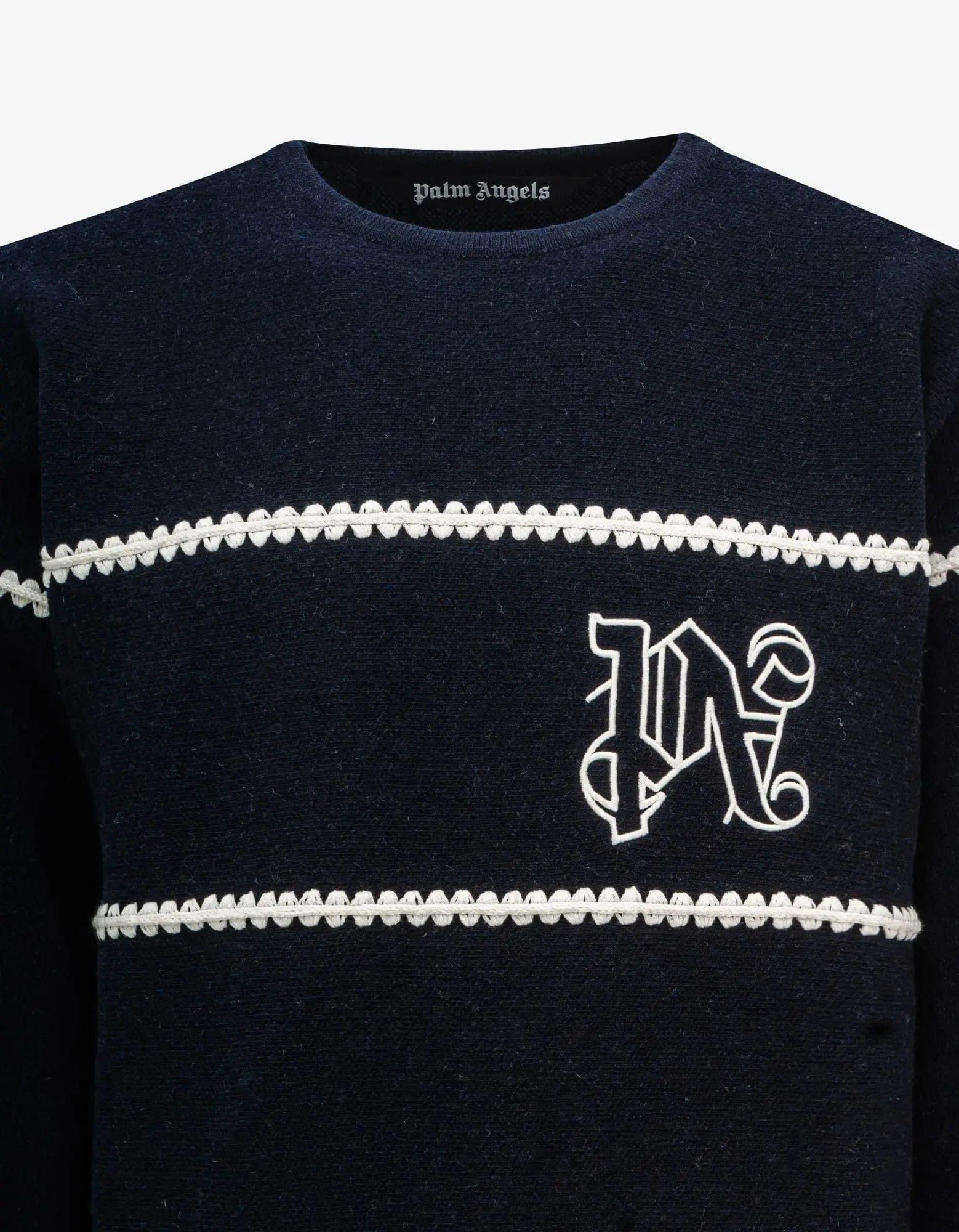 Palm Angels Palm Angels Navy Blue PA Monogram Stripe Sweater Size US M / EU 48-50 / 2 - 4 Thumbnail