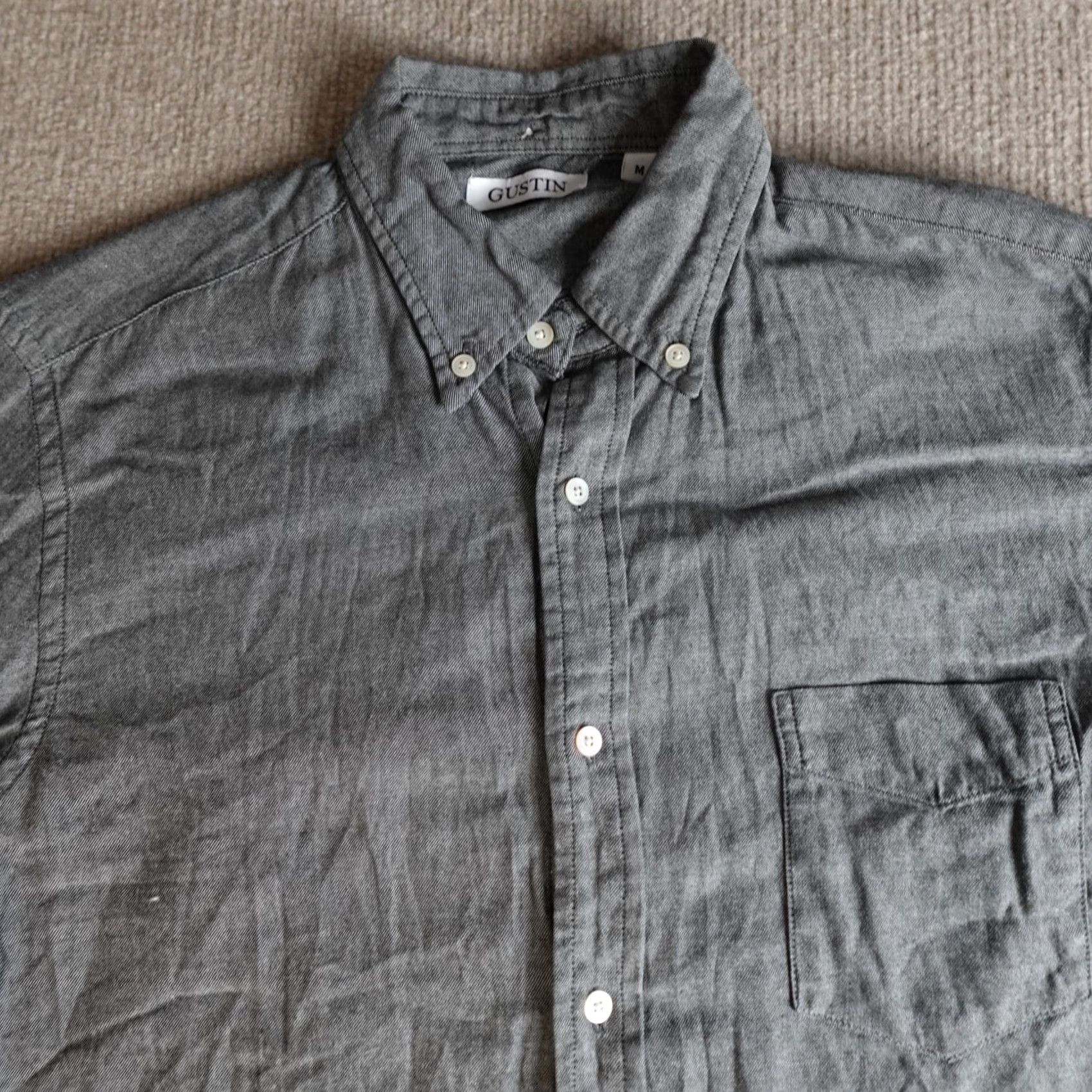 Gustin Gustin Mens Shirt Medium Gray Chambray Made in USA Size US M / EU 48-50 / 2 - 2 Thumbnail
