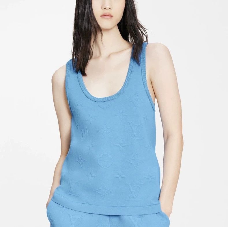 Louis Vuitton Blue Monogram Print Tank Top -2505 Size S / US 4 / IT 40 - 4 Thumbnail